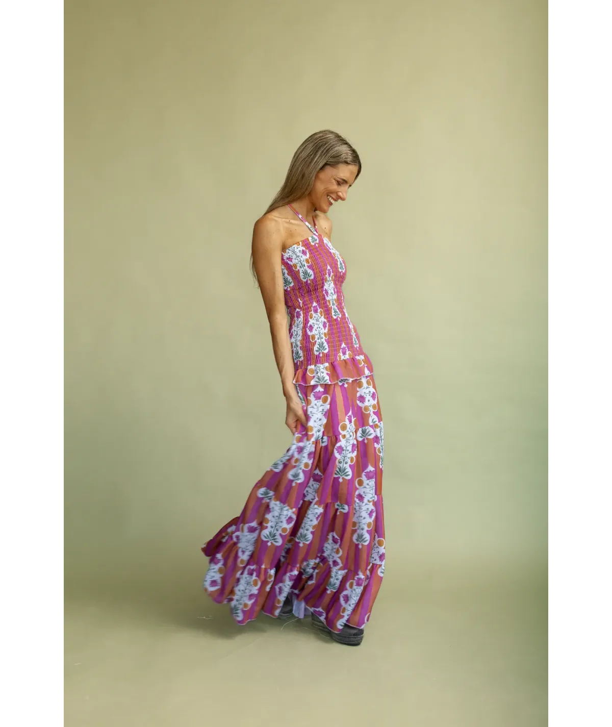Vestido Trieste Fucsia y Naranja