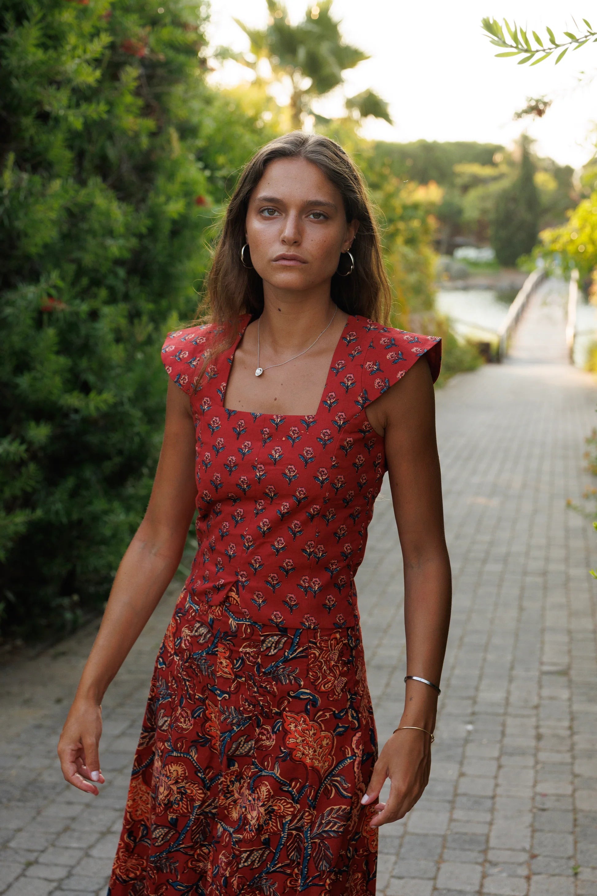 Top Estampado Algodón Rojo