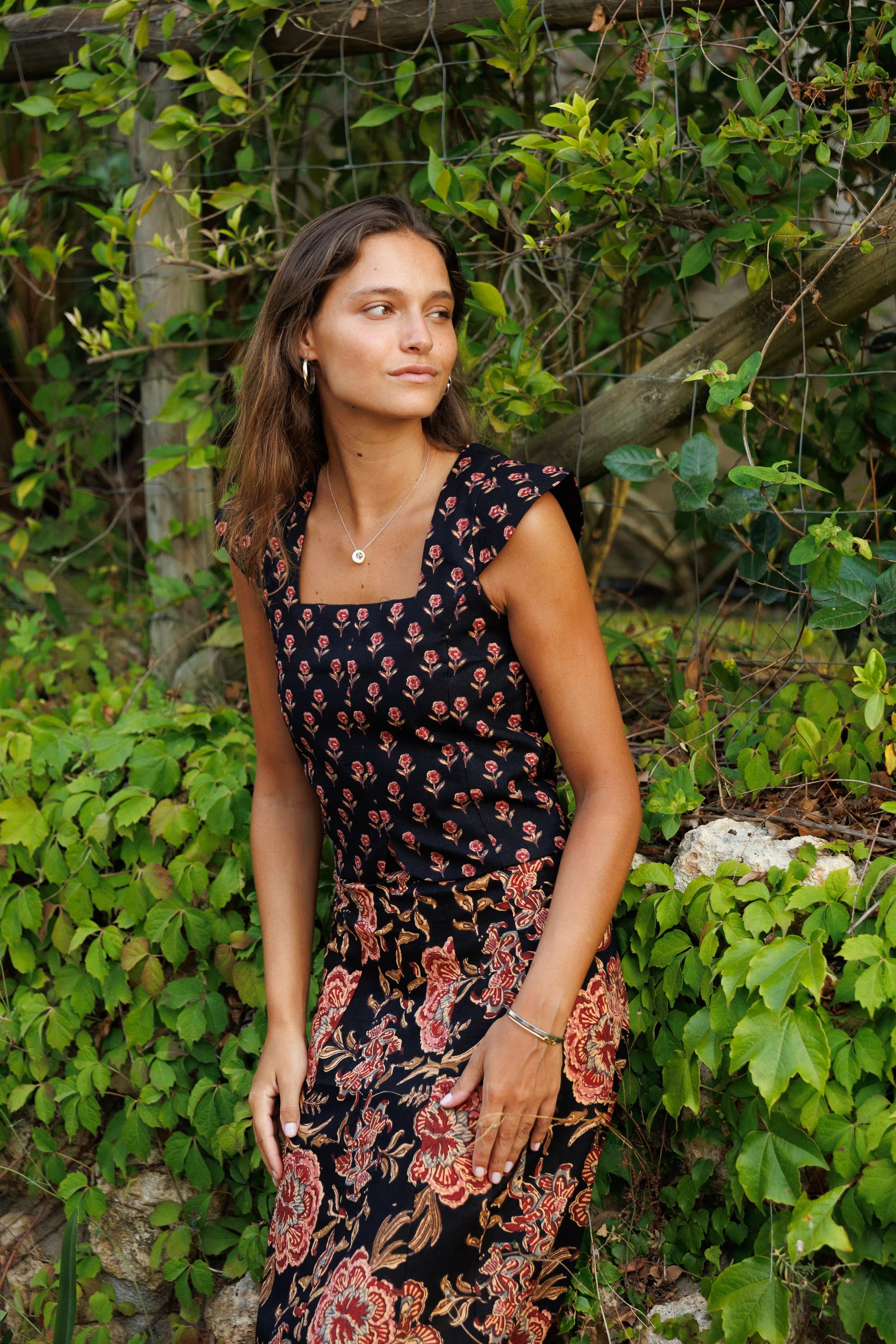 Top Estampado Algodón Negro