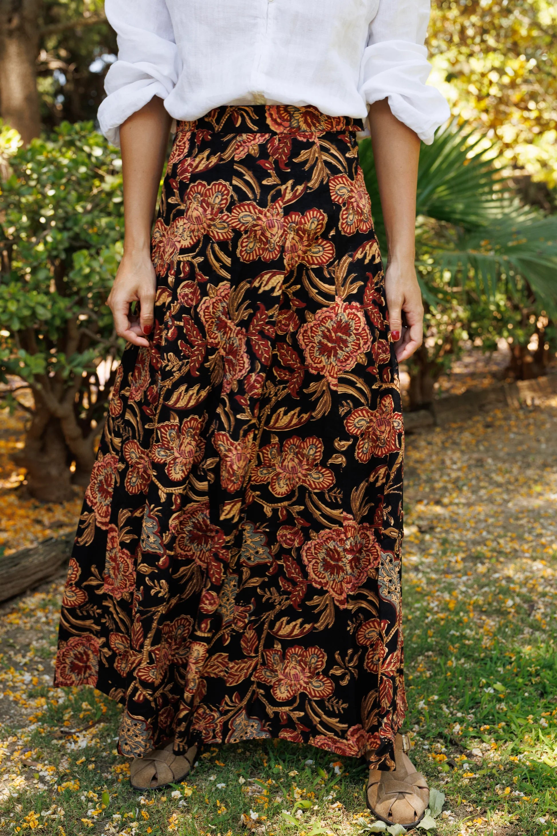 Falda Estampada Algodón Negra