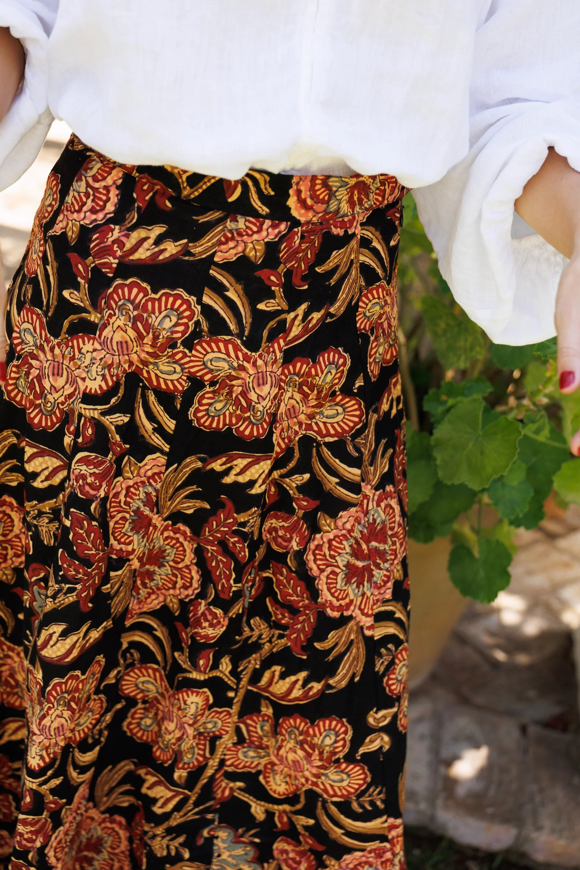 Falda Estampada Algodón Negra