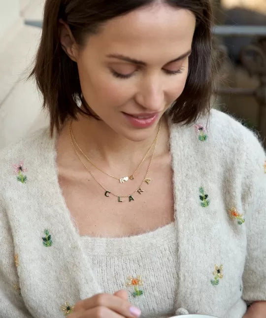 Collar Iniciales Corazón Oro 9k