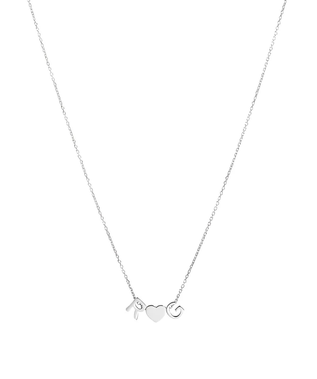 Collar Iniciales Corazón Plata