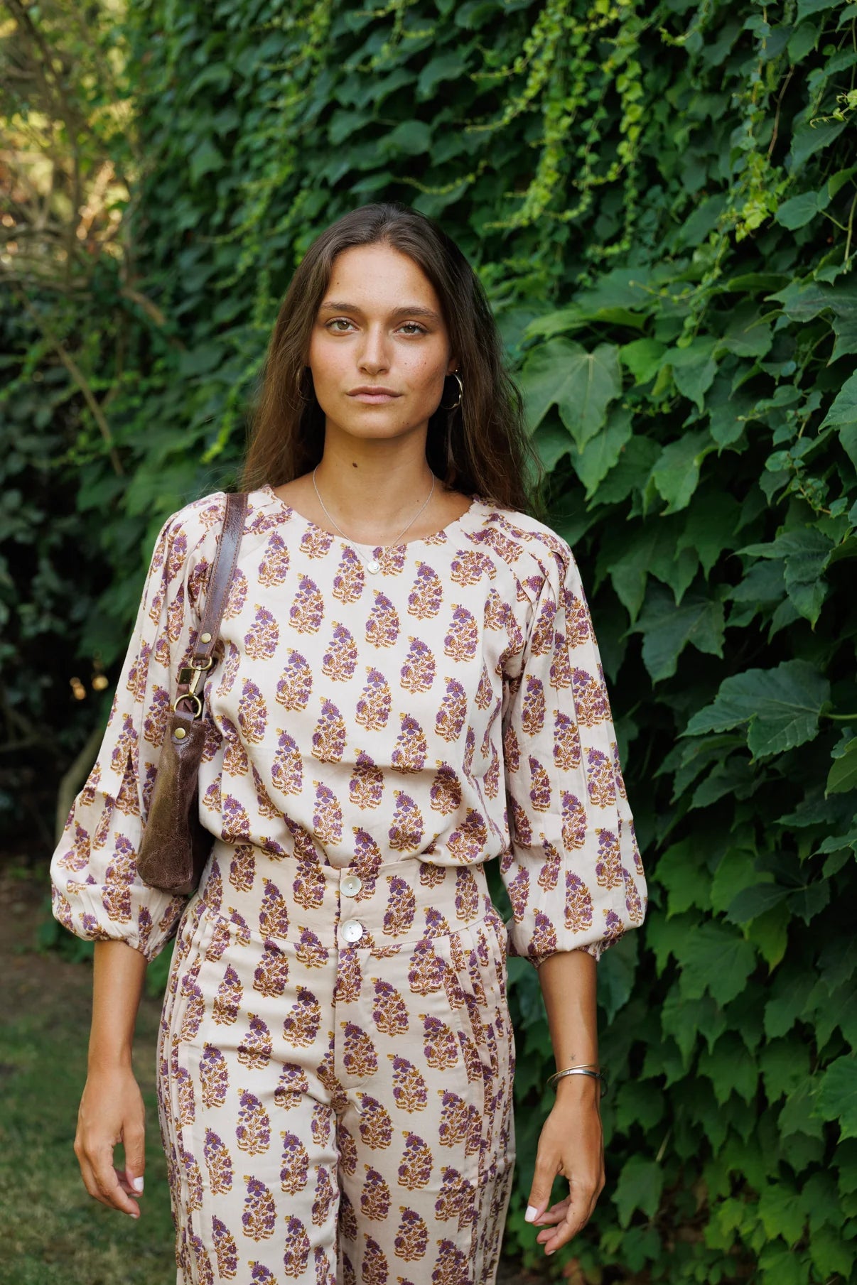 Camisa Pliegues Morada