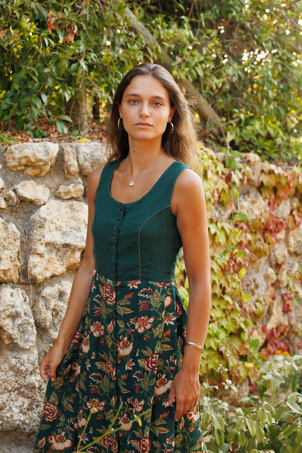 Vestido Vintage Verde Oscuro