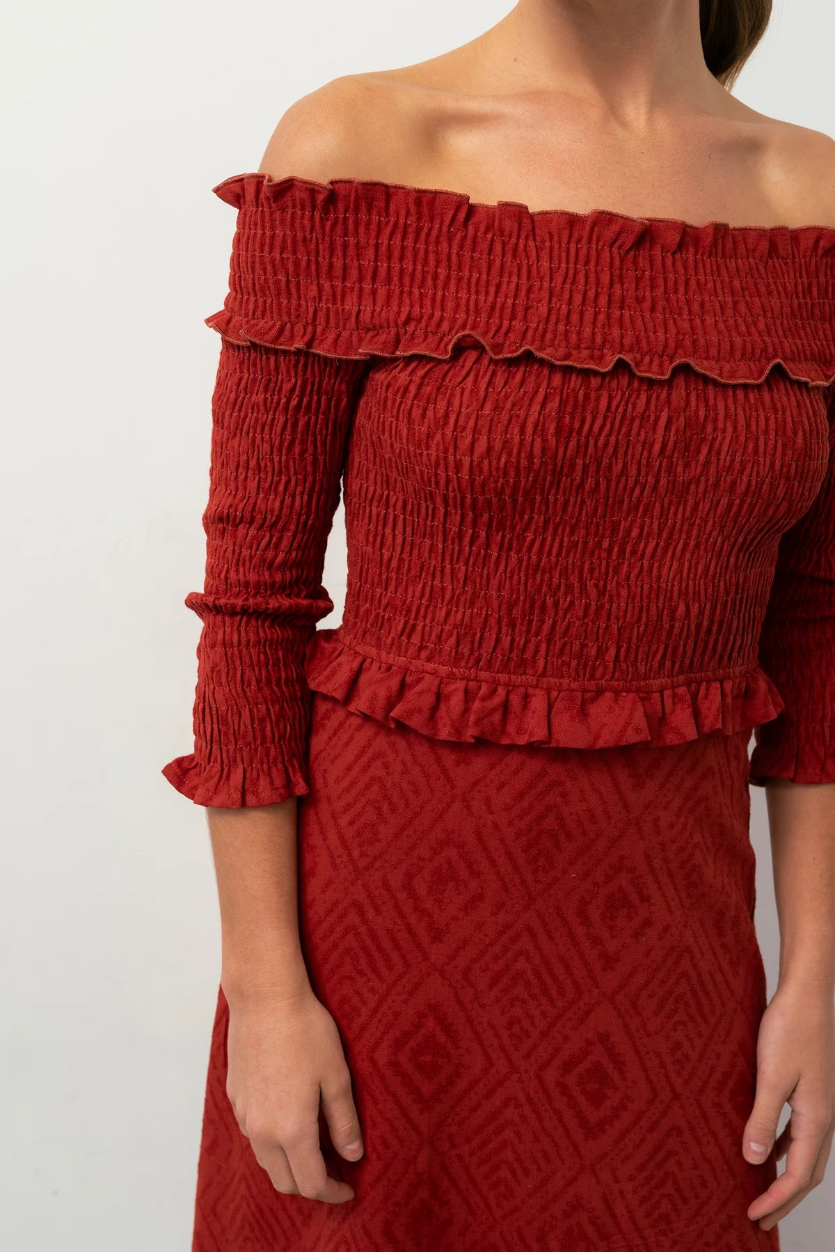 Vestido Bardot Rouge