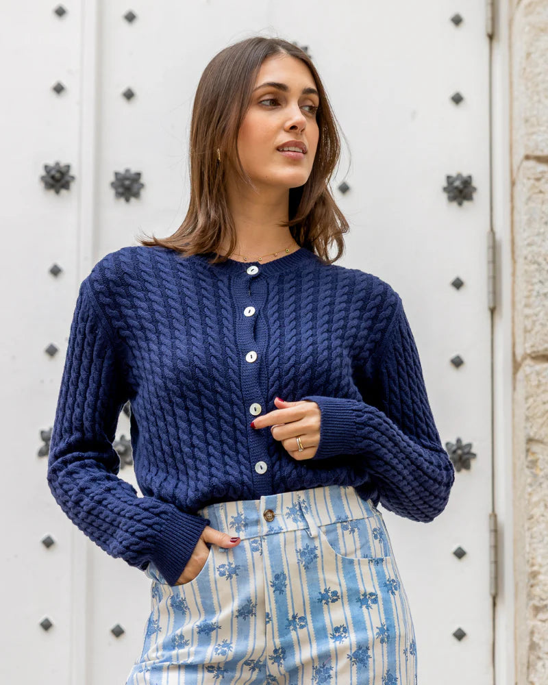 Jersey Blanca Azul Marino