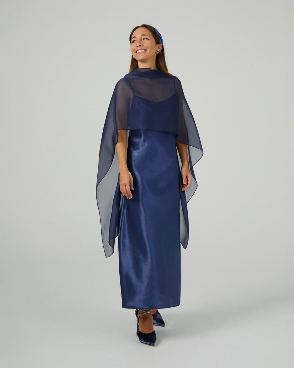 Navy Blue Long Cape