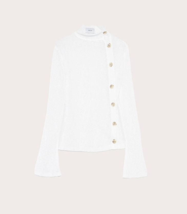 White Marbled Asymetrical Jacket