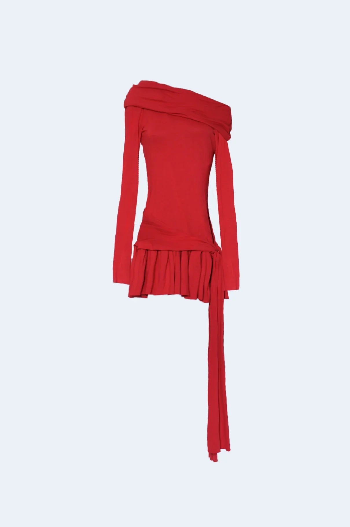 Vestido Mini Con Frunces Rojo