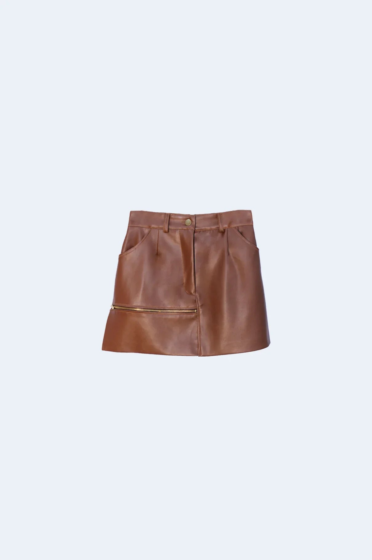 Ecoleather Brown Mini Skirt