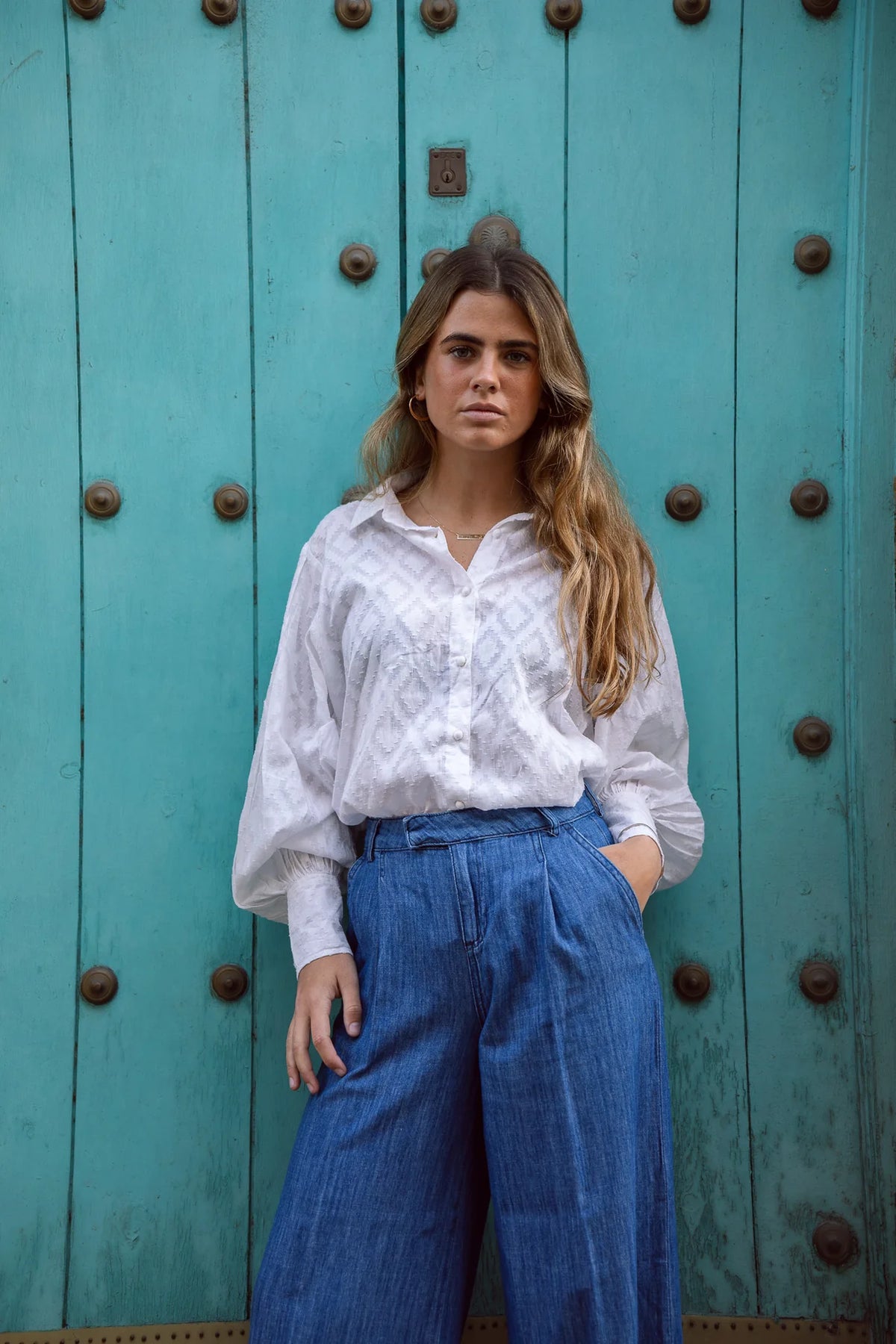 Camisa Flor Petróleo