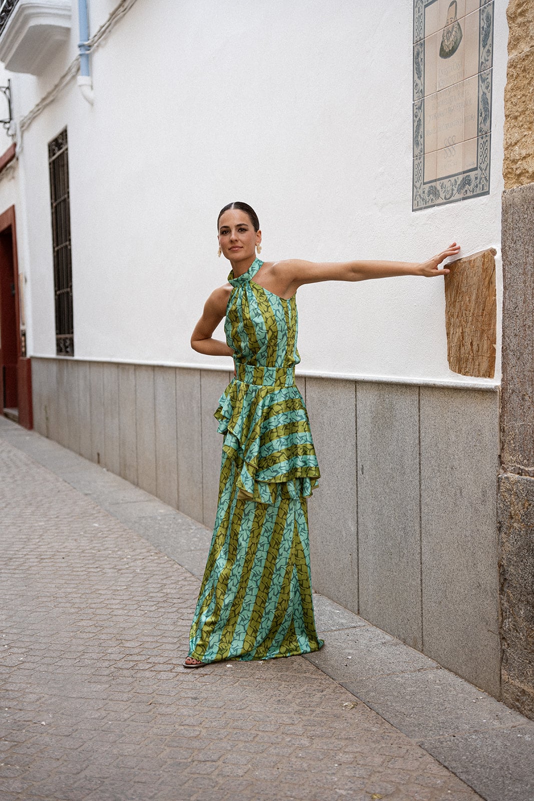 Falda Greta Rayas Azul/Verde