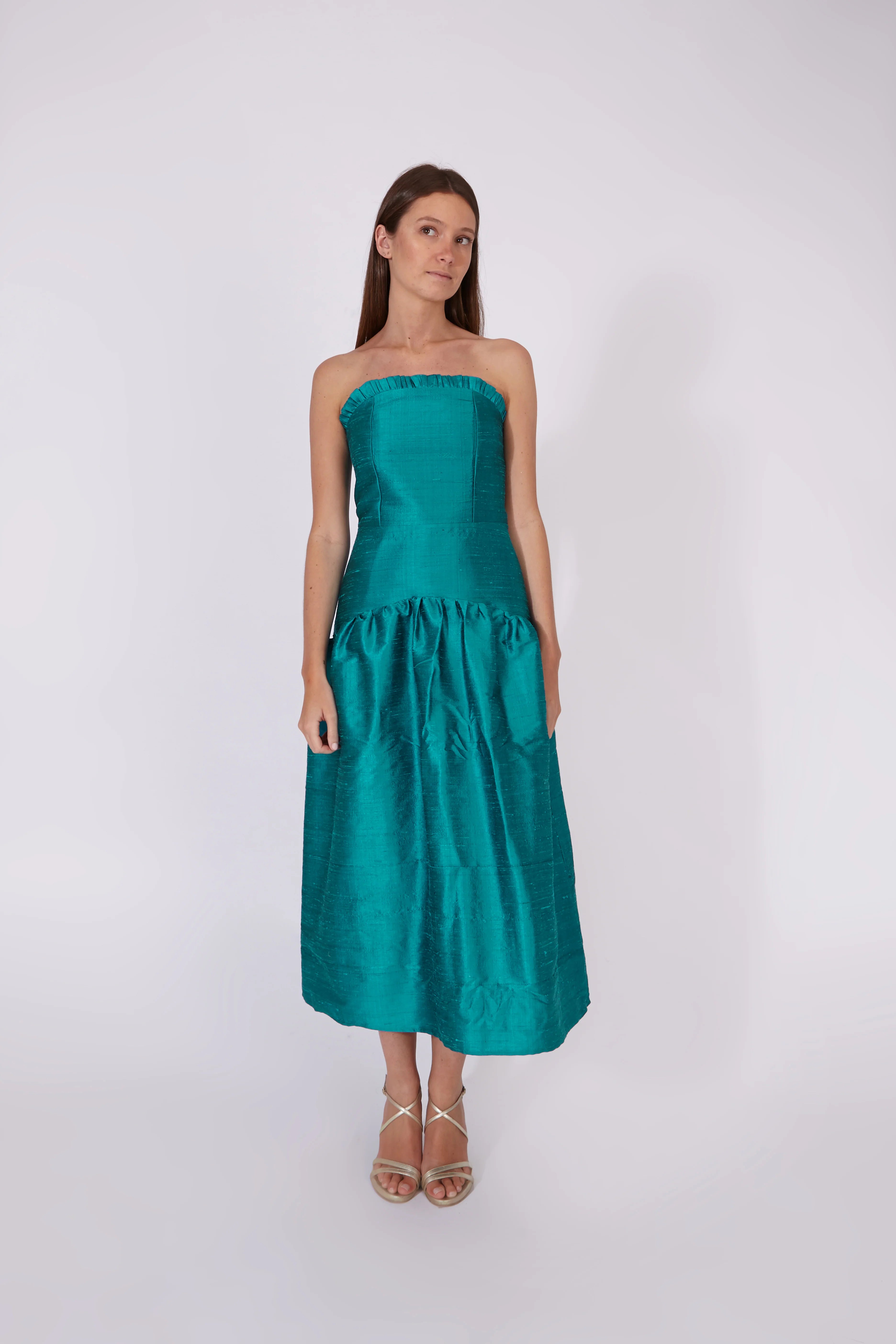 Vestido Savage Azul 100% Seda