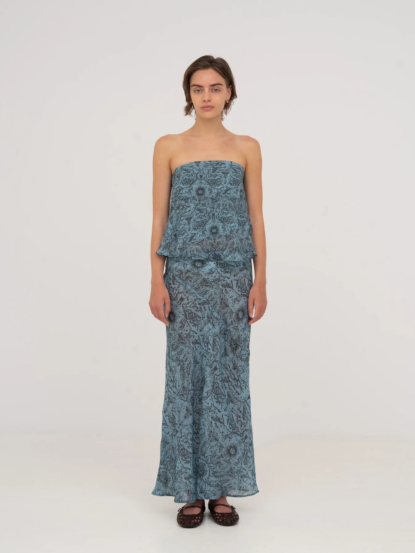 BLUE PEONY SYSTEM-PRINTED TOP
