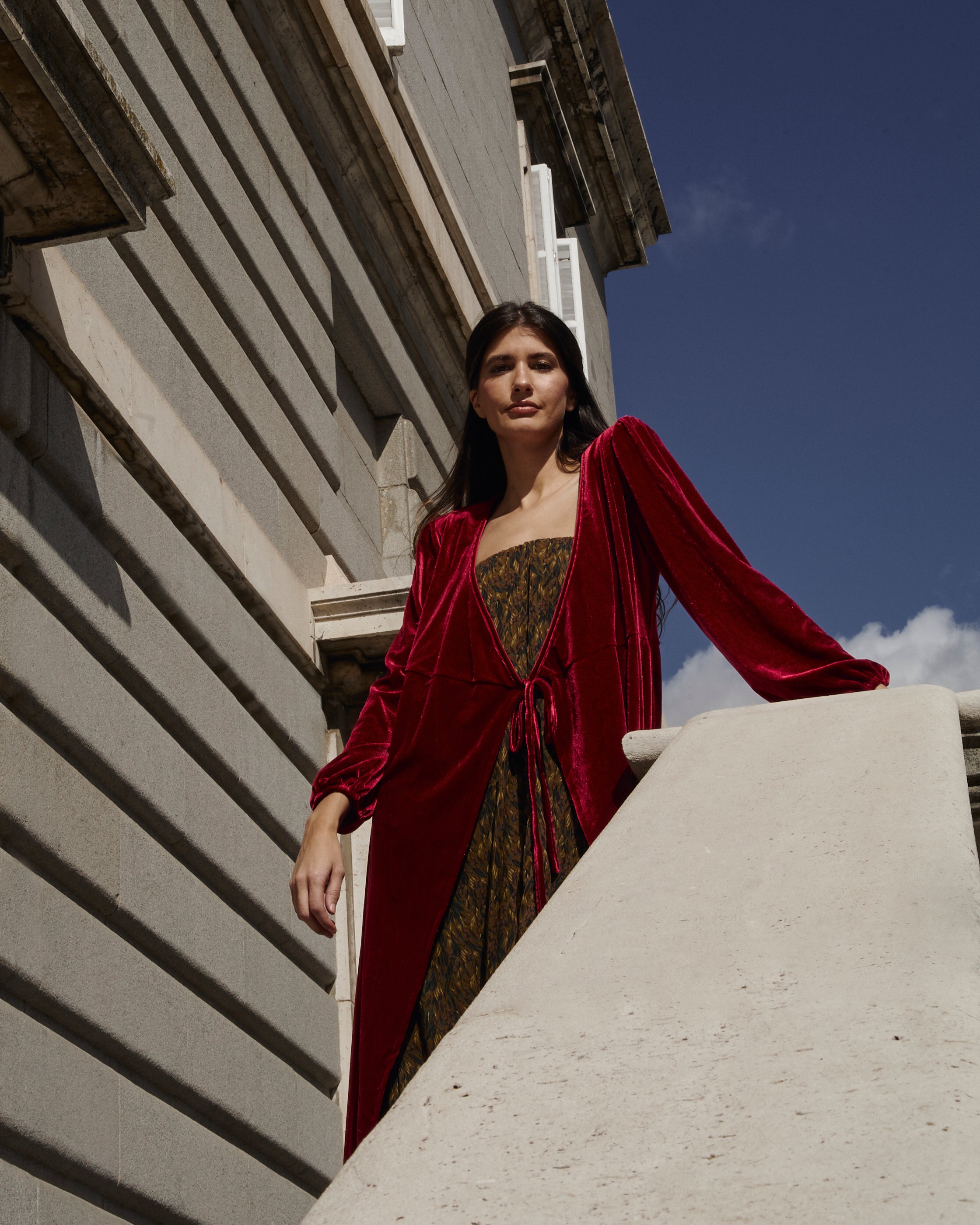 Capa Terciopelo Wrap Dress Rojo