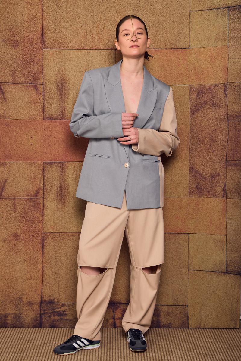 Blazer Oversized Gris-Beige