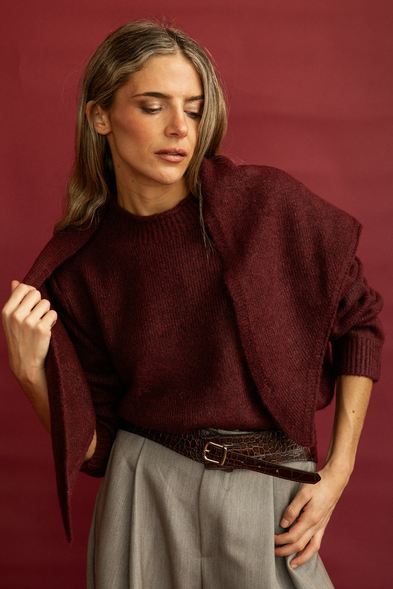 Jersey Bolonia Burdeos