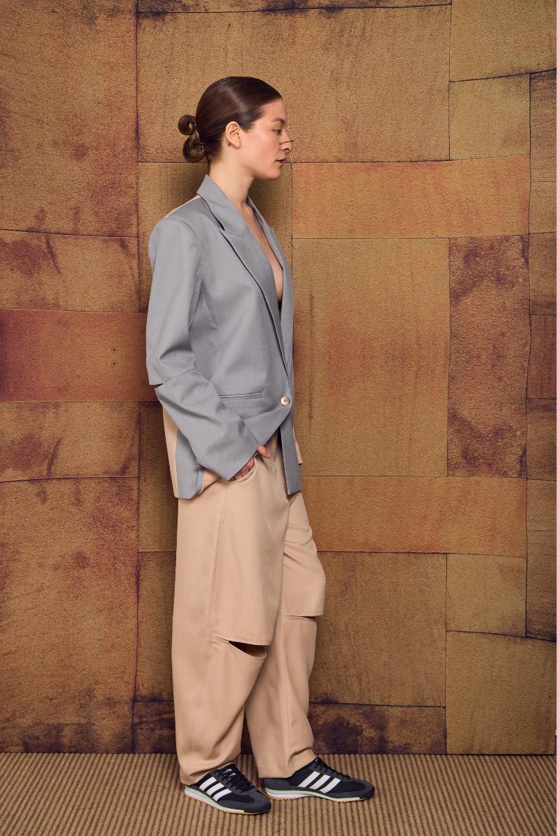 Blazer Oversized Gris-Beige