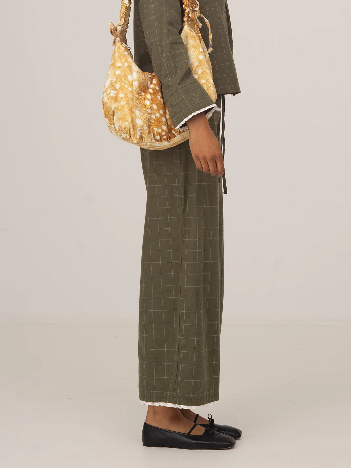 BETTY PLAID GREEN AND WHITE LONG PANTS