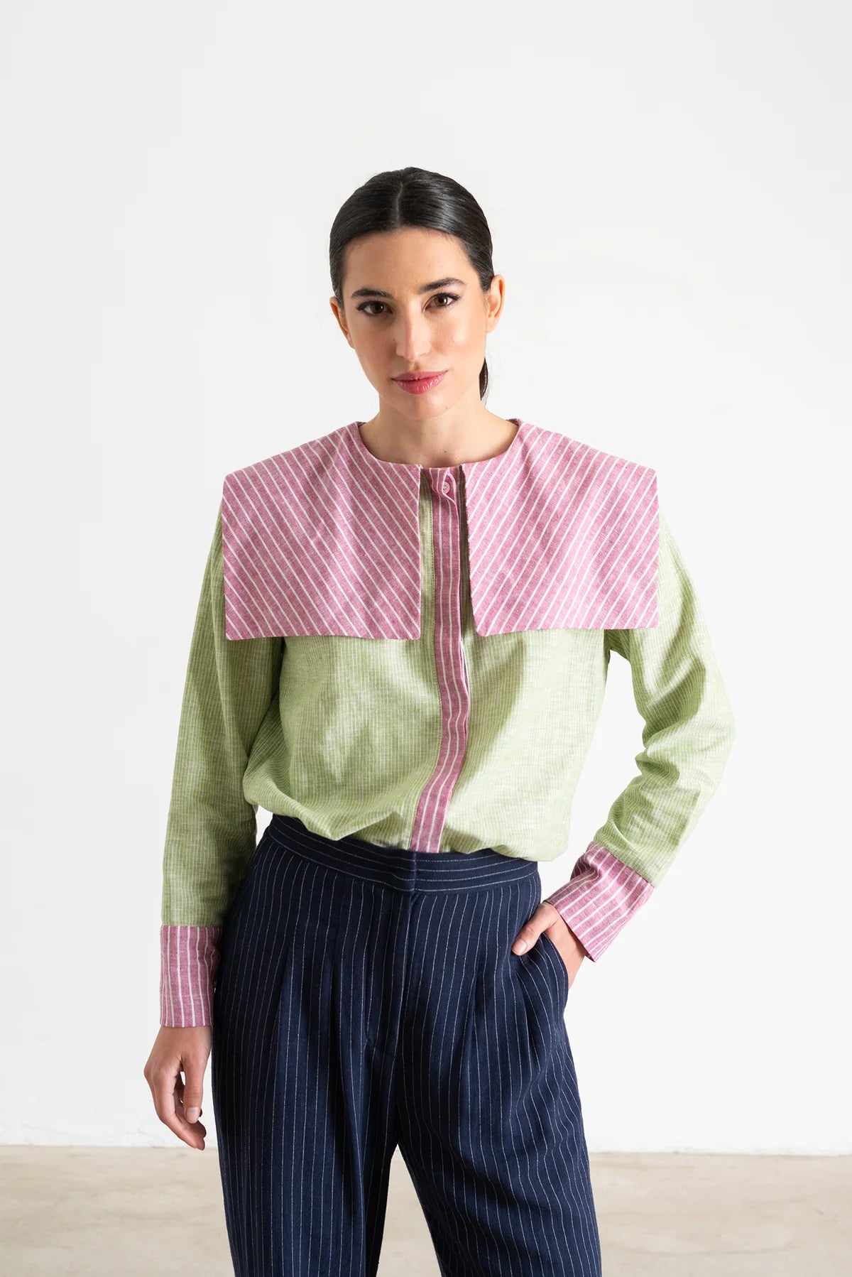 Camisa Loulou Verde/Rosa