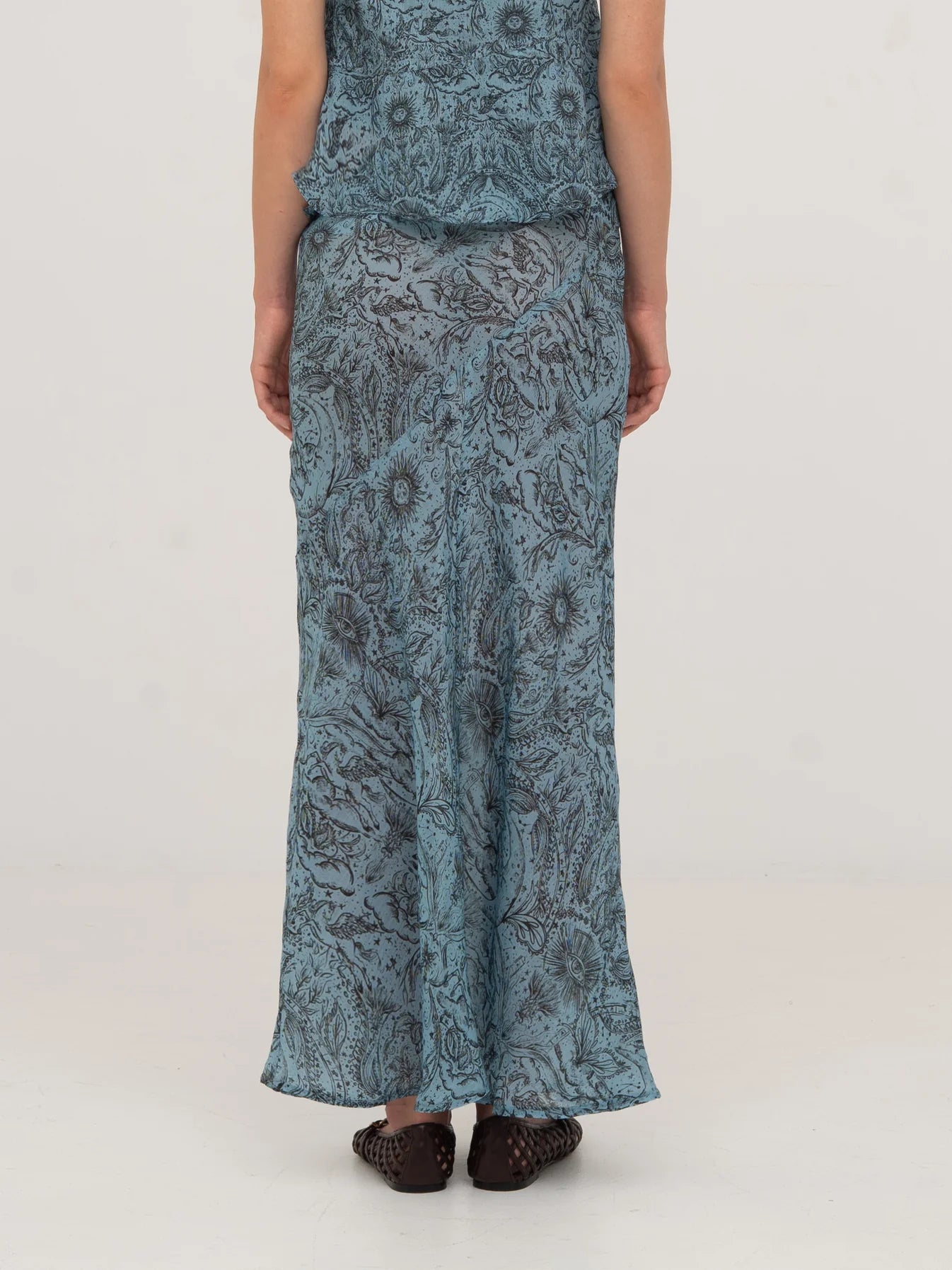 BLUE PEONY SYSTEM-PRINTED SKIRT