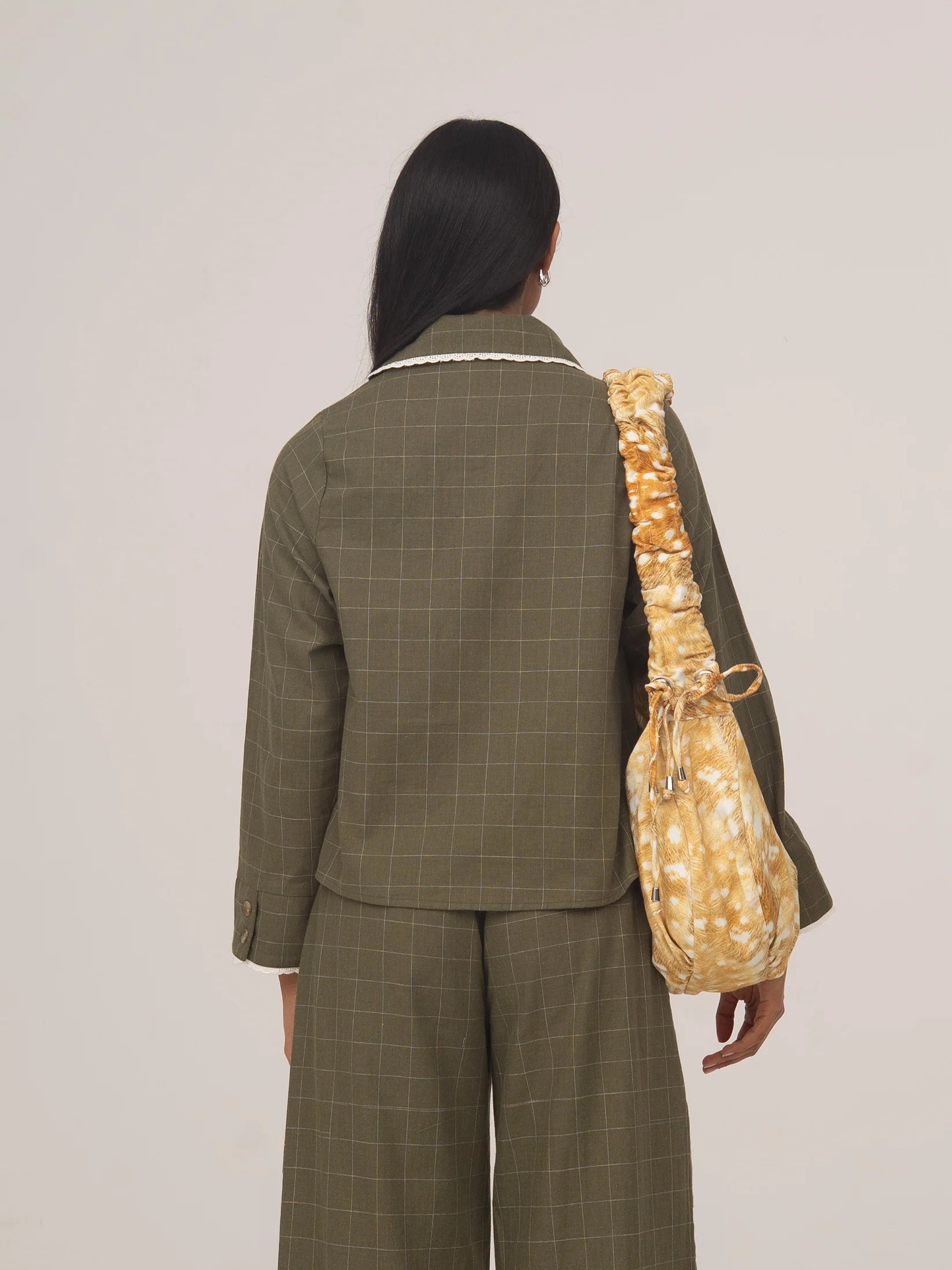 BETTY PLAID GREEN AND WHITE SHIRT