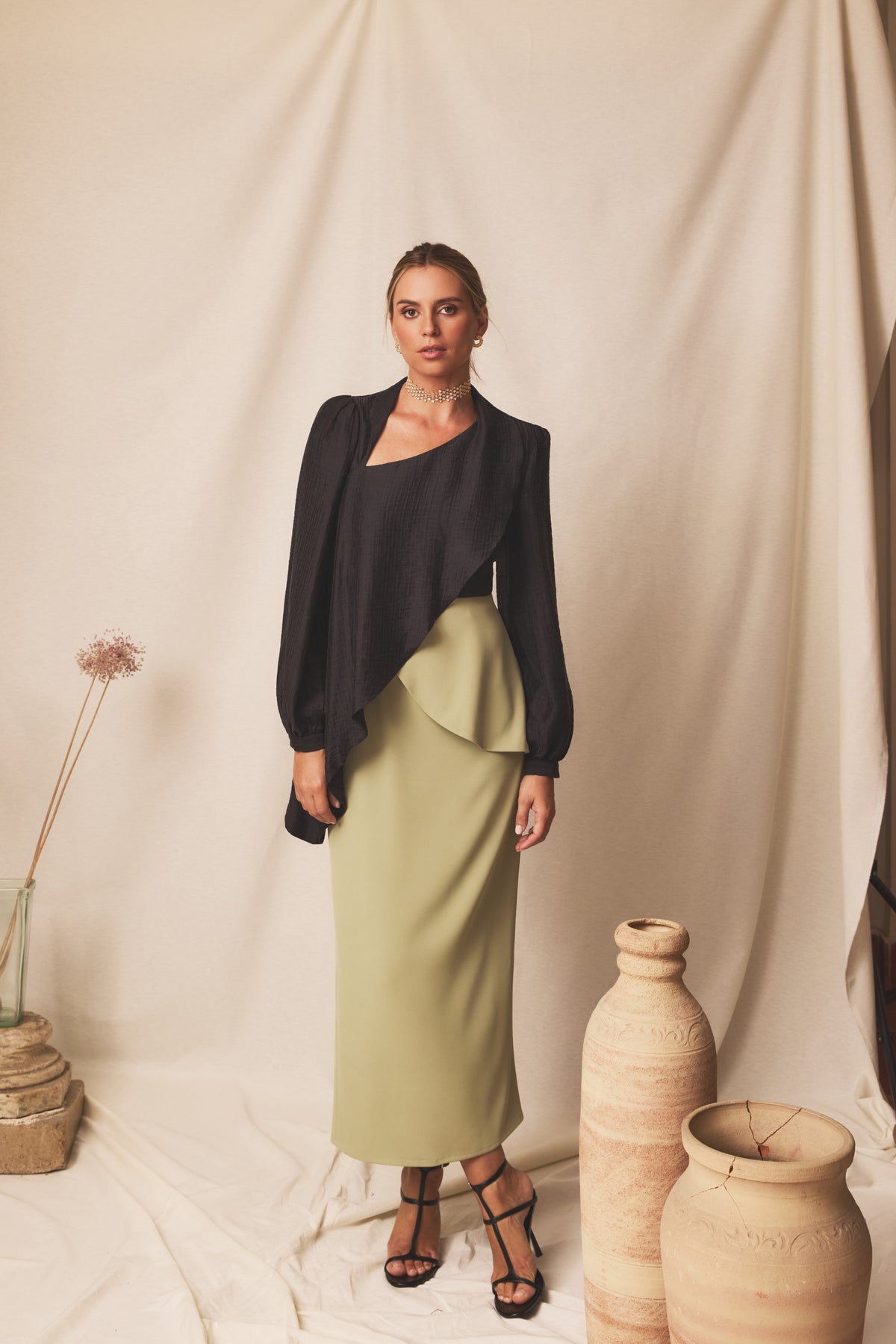 Vestido midi Vaira Salvia