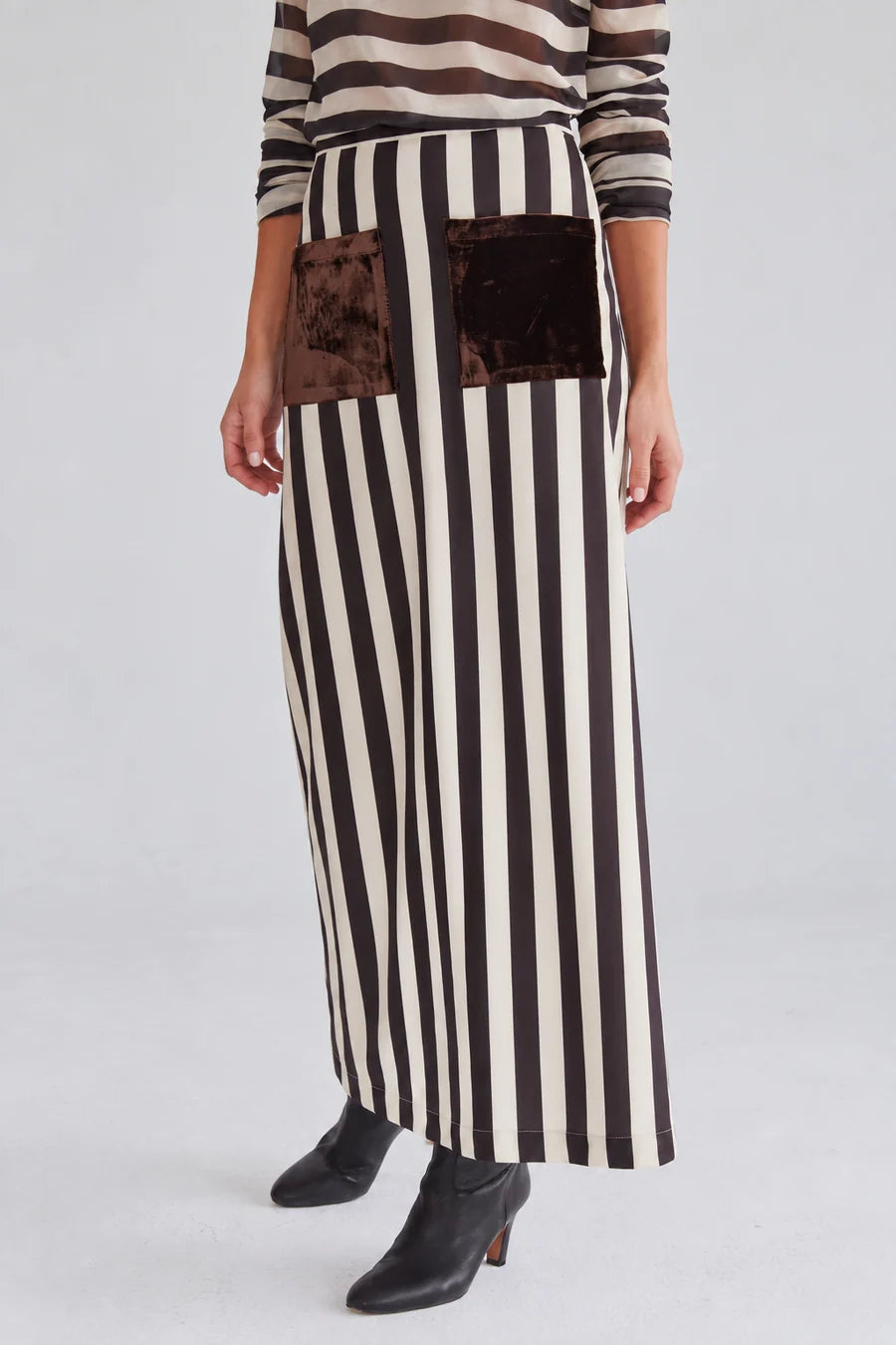 Falda Claudia Rayas Negro-Beige