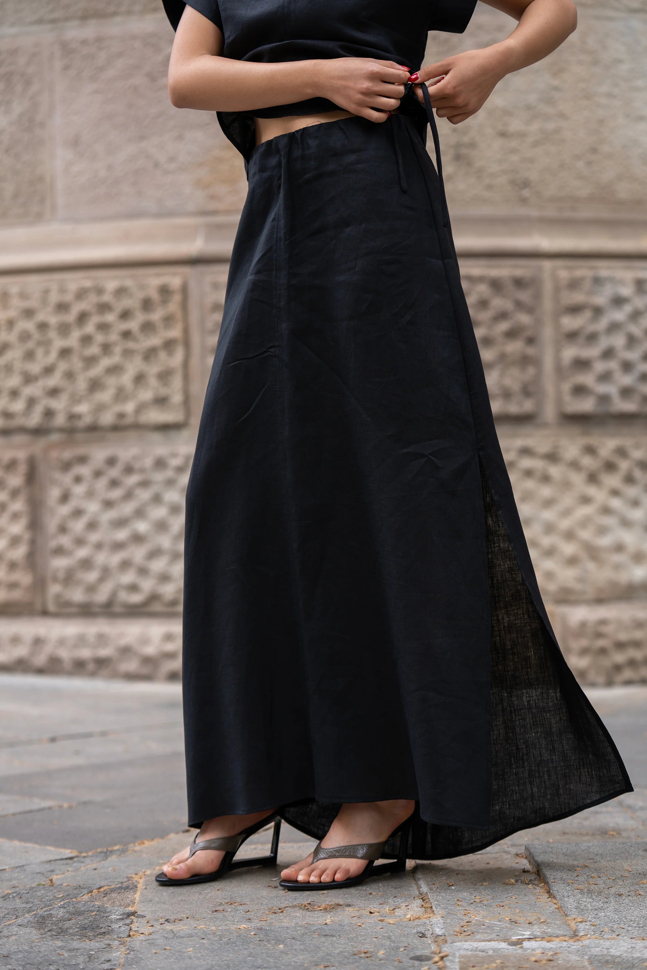 Falda Bura Negro (100%Lino)