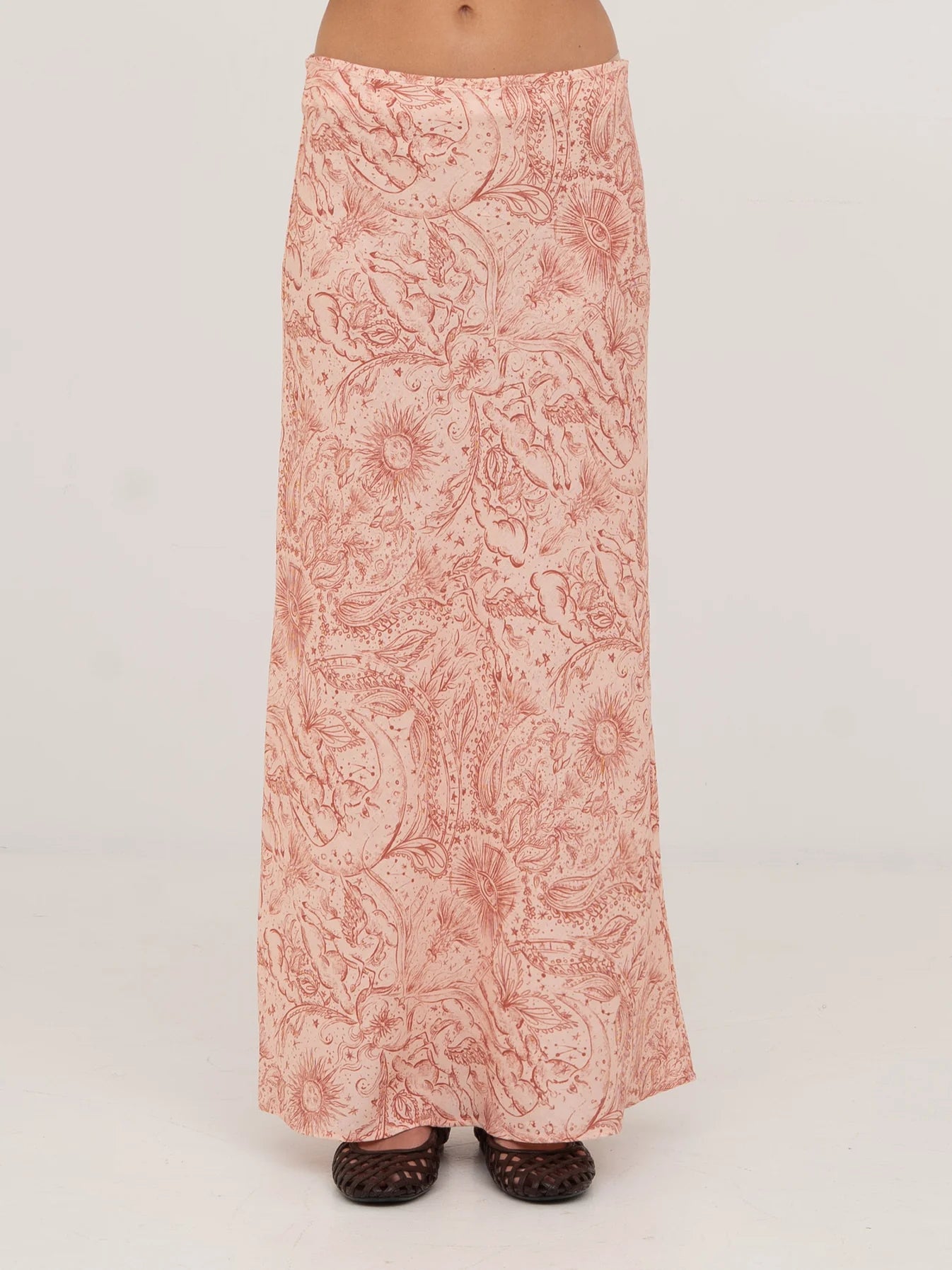 SOPHIA PINK SOLAR SYSTEM-PRINTED SKIRT