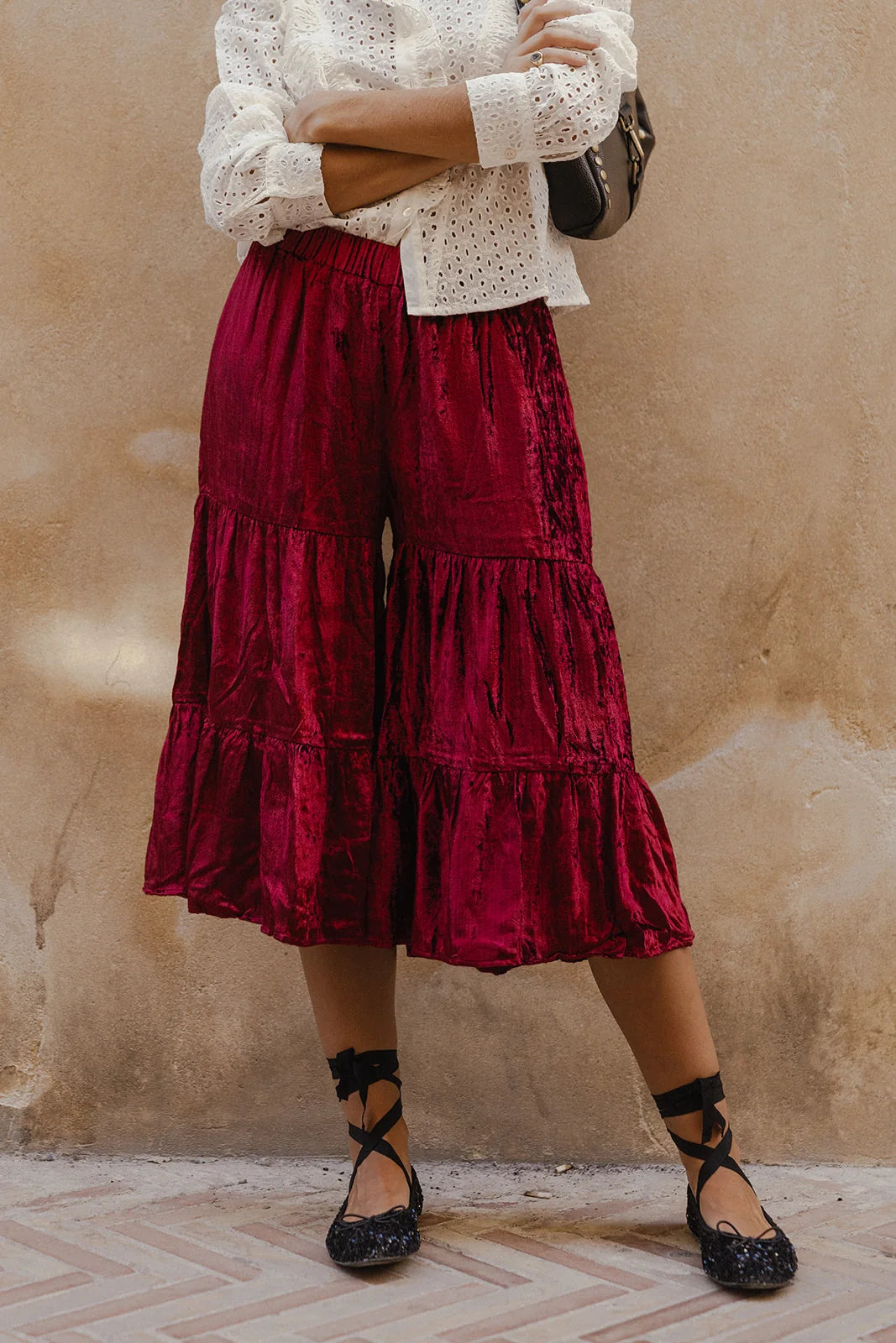 Falda/Pantalón Terciopelo Burdeos