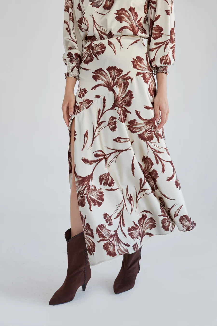 Falda Chio Larga flores beige