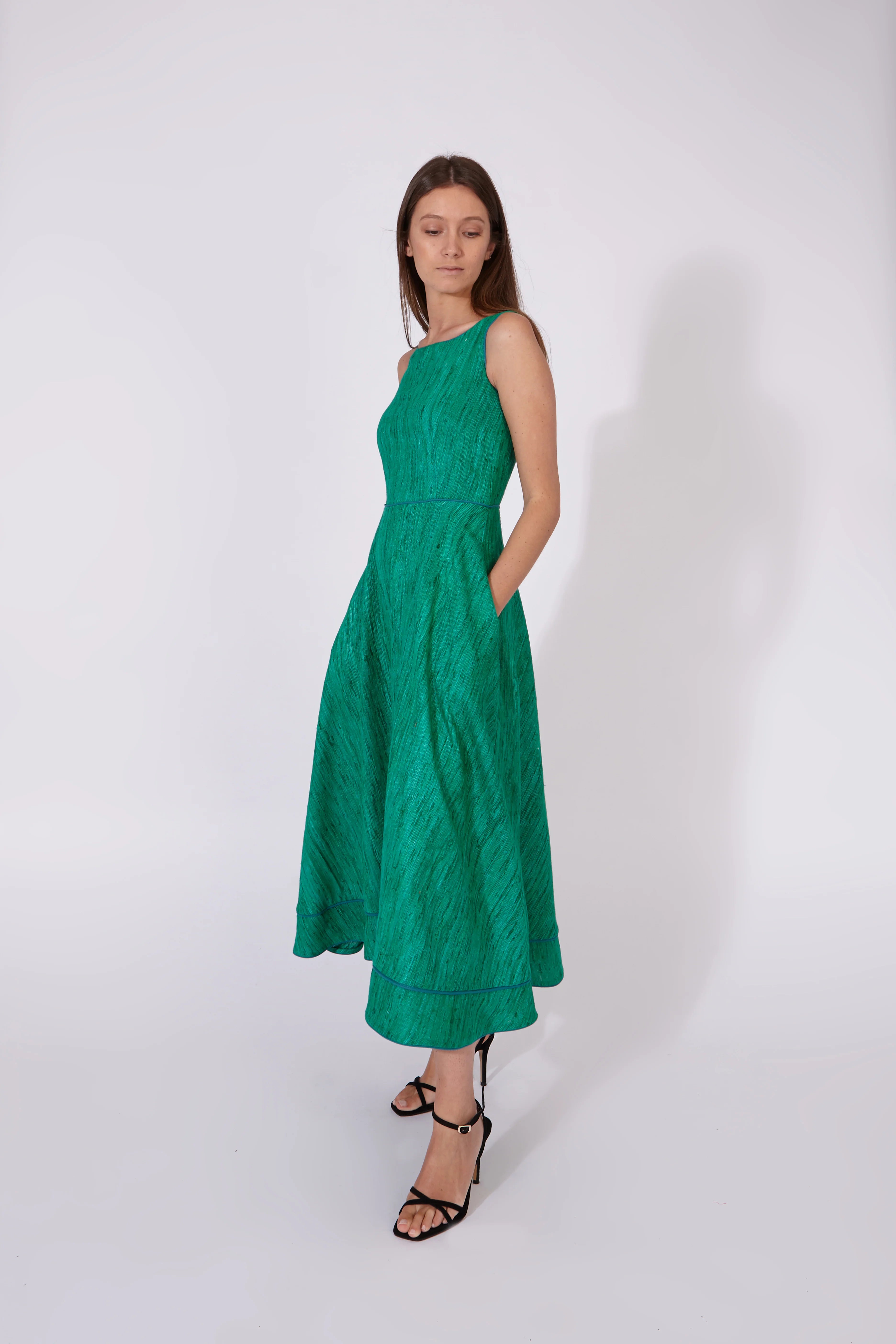 Vestido Kanchi Verde Esmeralda 100% Seda