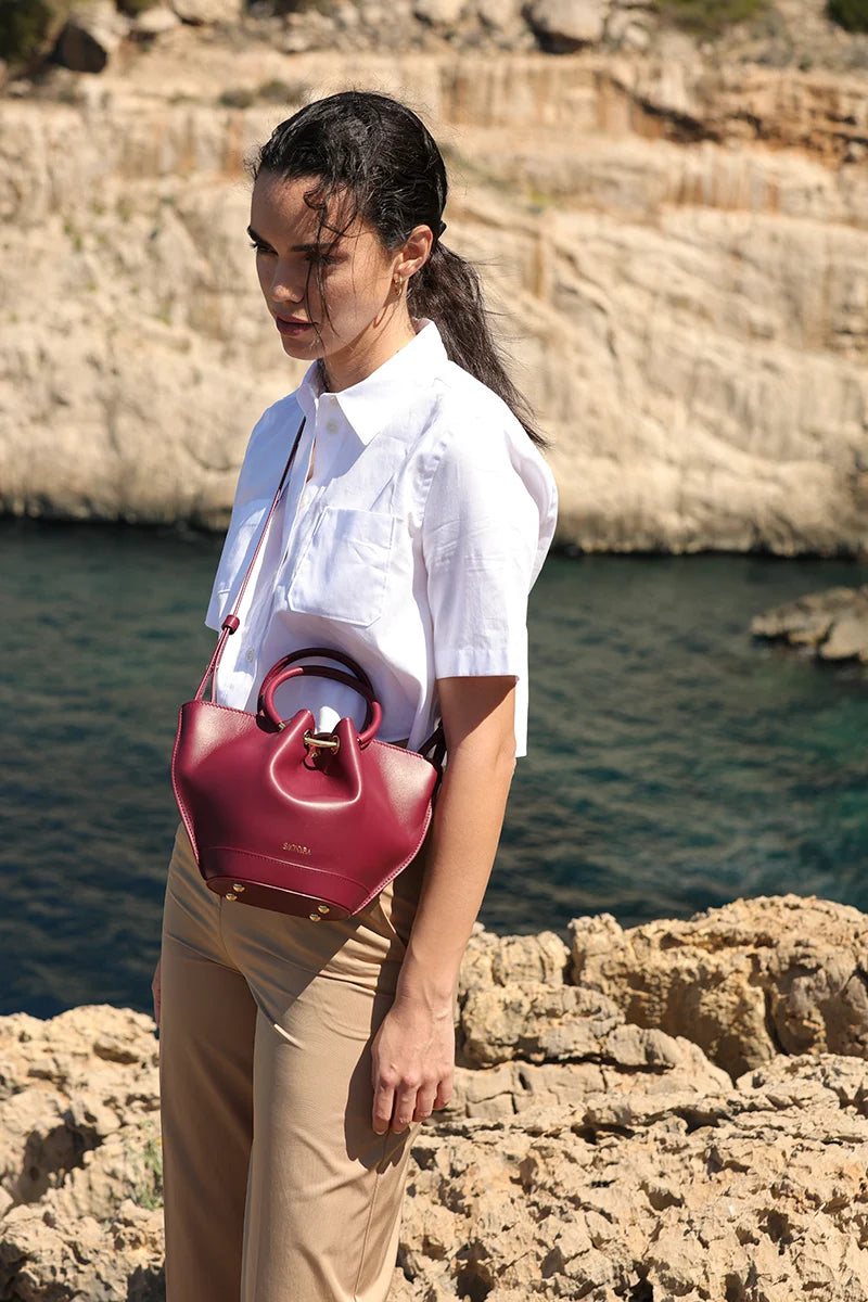 Mini Capazo Bag Berry Piel