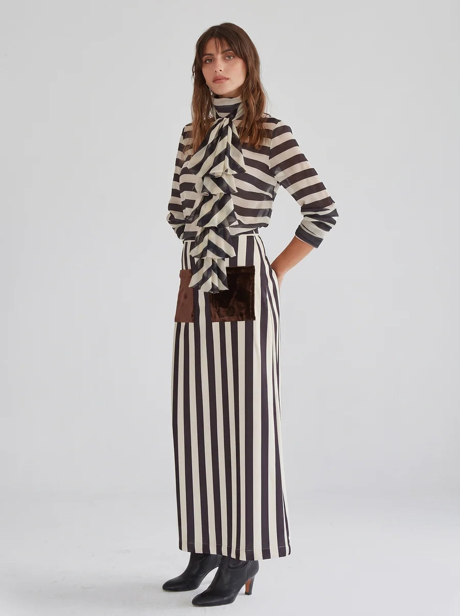Falda Claudia Rayas Negro-Beige