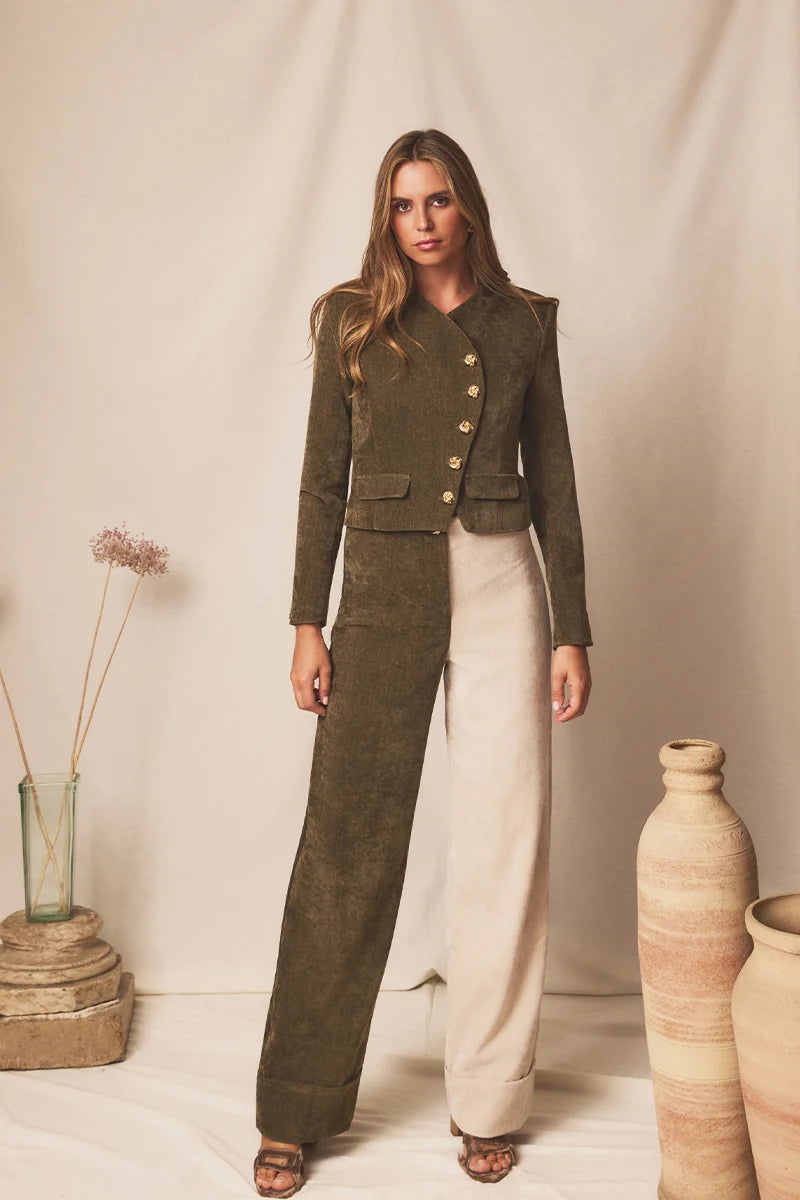 Pantalón Lumen Moss & Ivory verde/beige