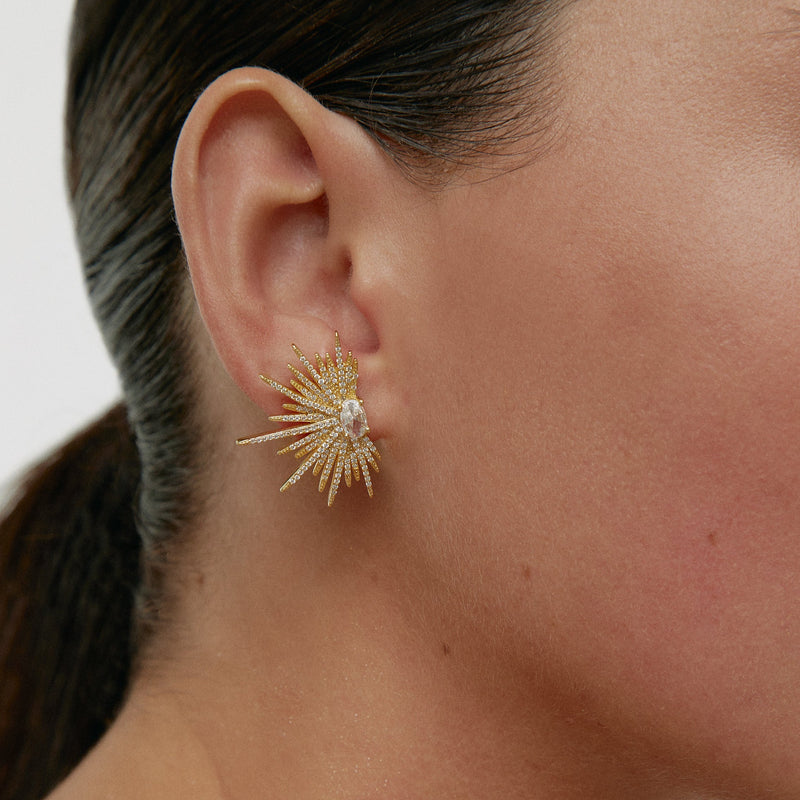 White Deboli Gold Earrings