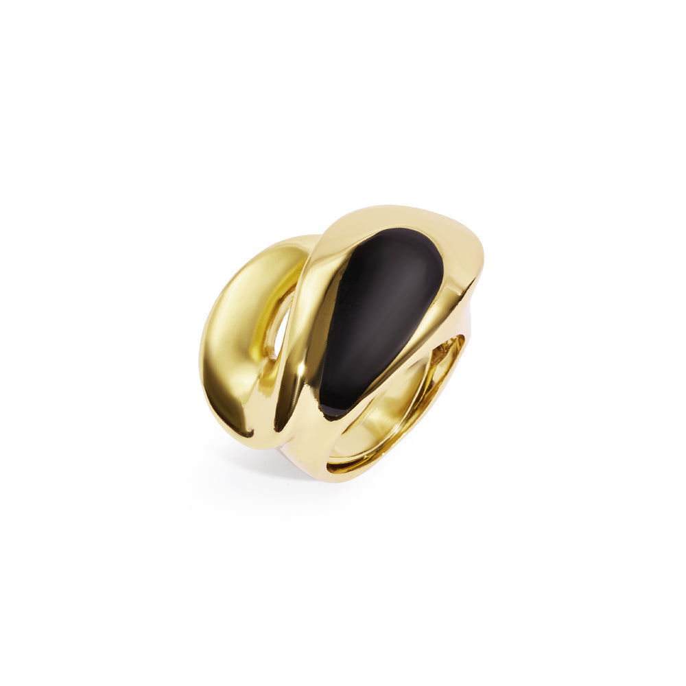 Black Atena Gold Ring