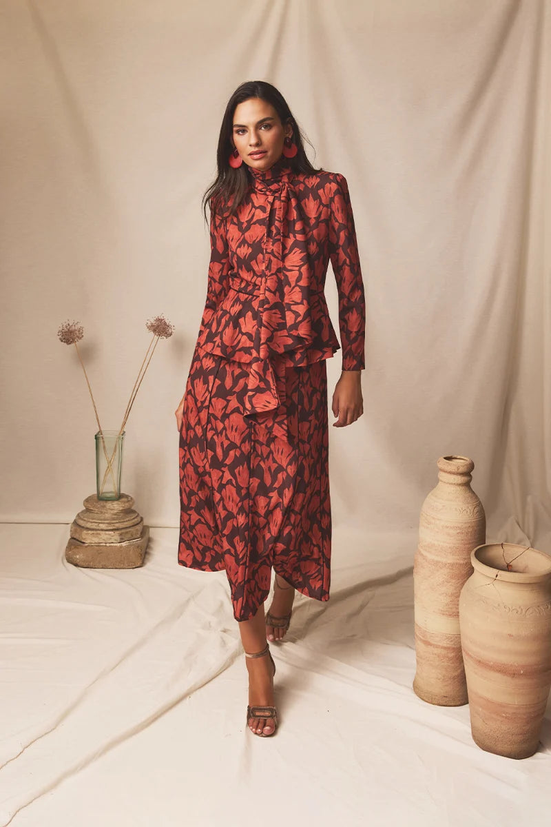 Vestido midi Lumia terracota