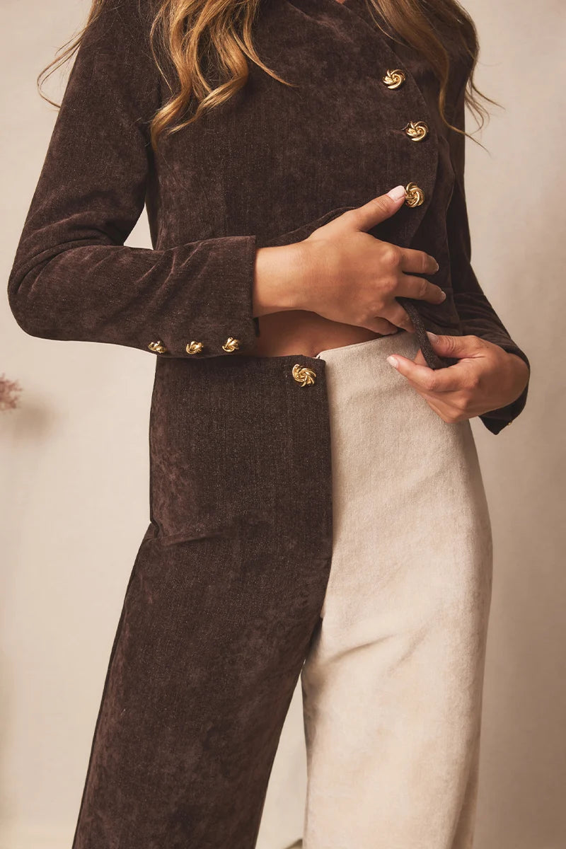 Pantalón Lumen Truffle & Ivory marrón/beige