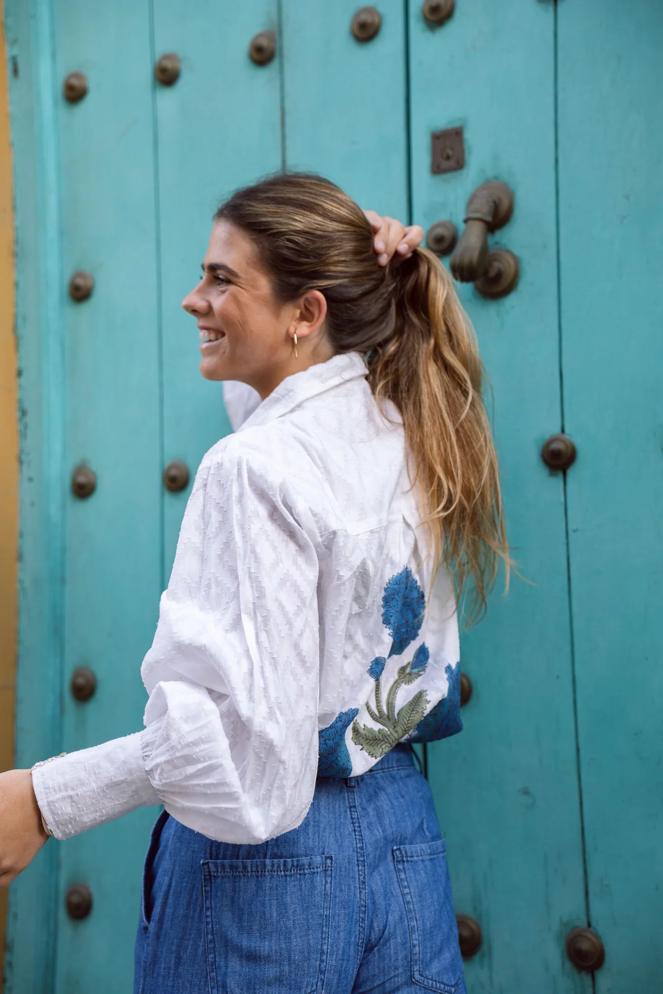 Camisa Flor Petróleo