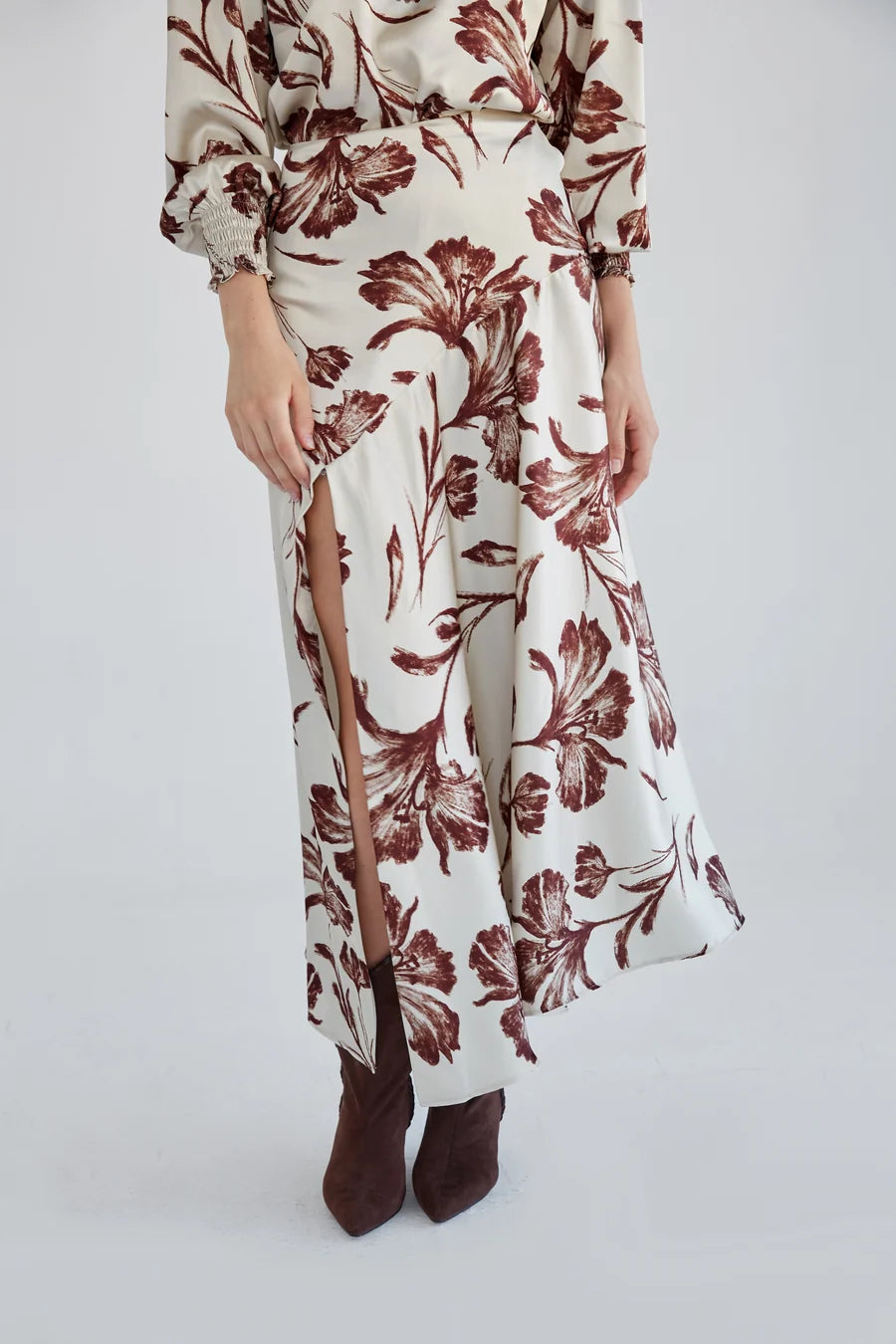 Falda Chio Larga flores beige