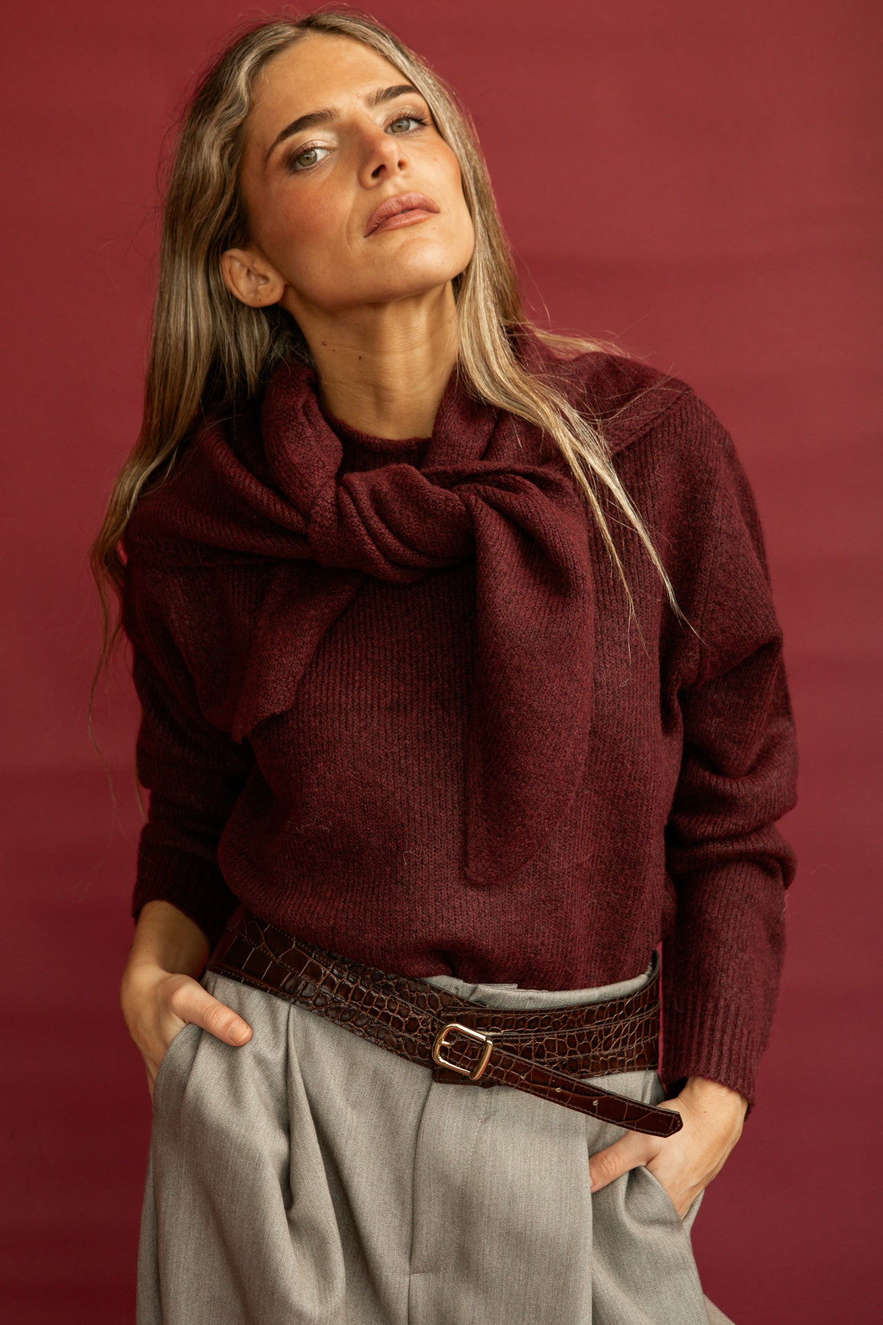 Jersey Bolonia Burdeos