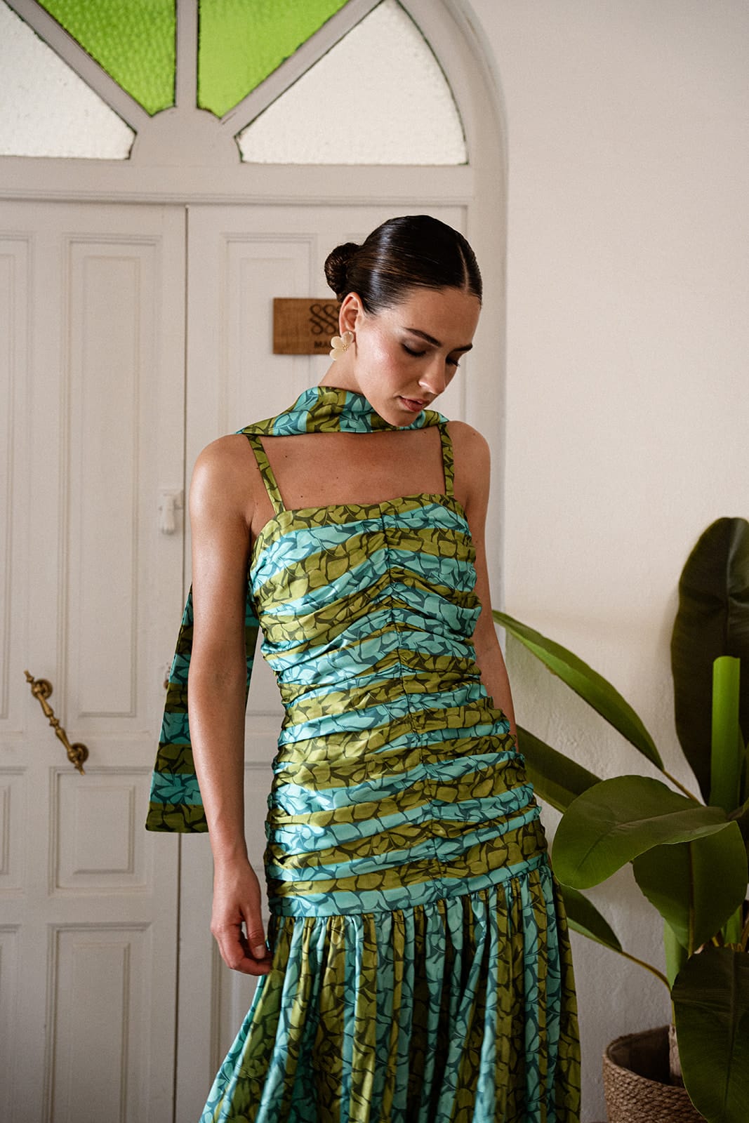 Vestido Eugenia Rayas Verde/Azul
