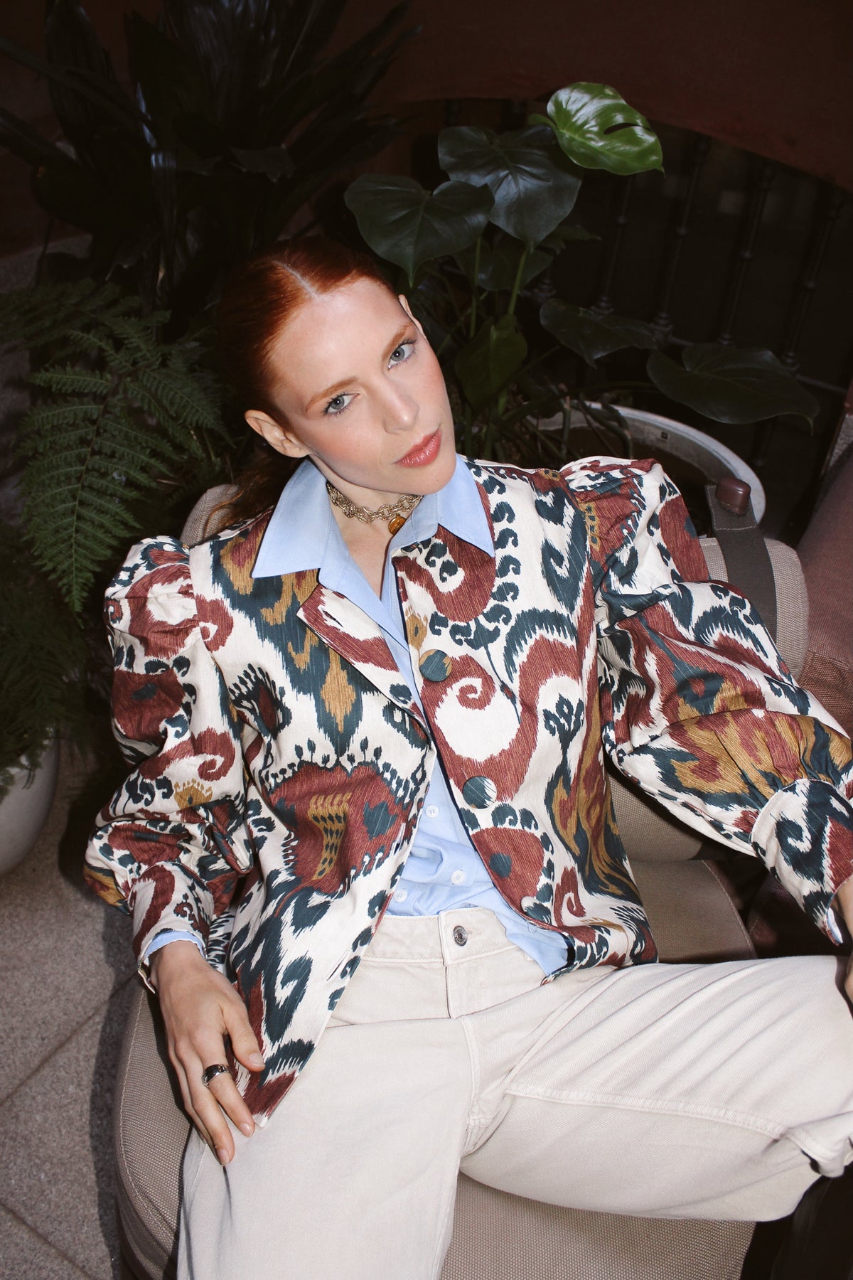 Chaqueta Wazu Ikat Burdeos