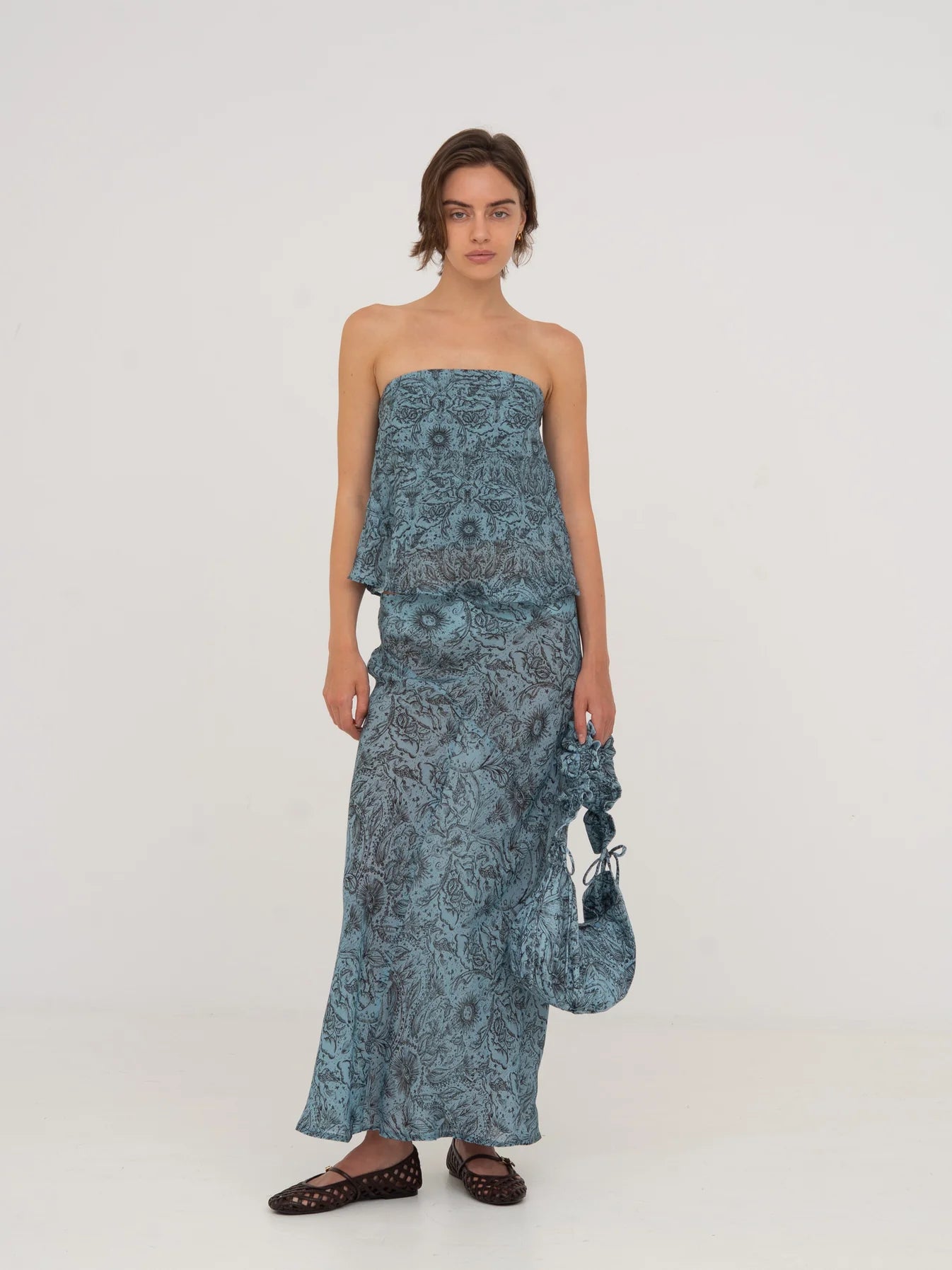 BLUE PEONY SYSTEM-PRINTED SKIRT