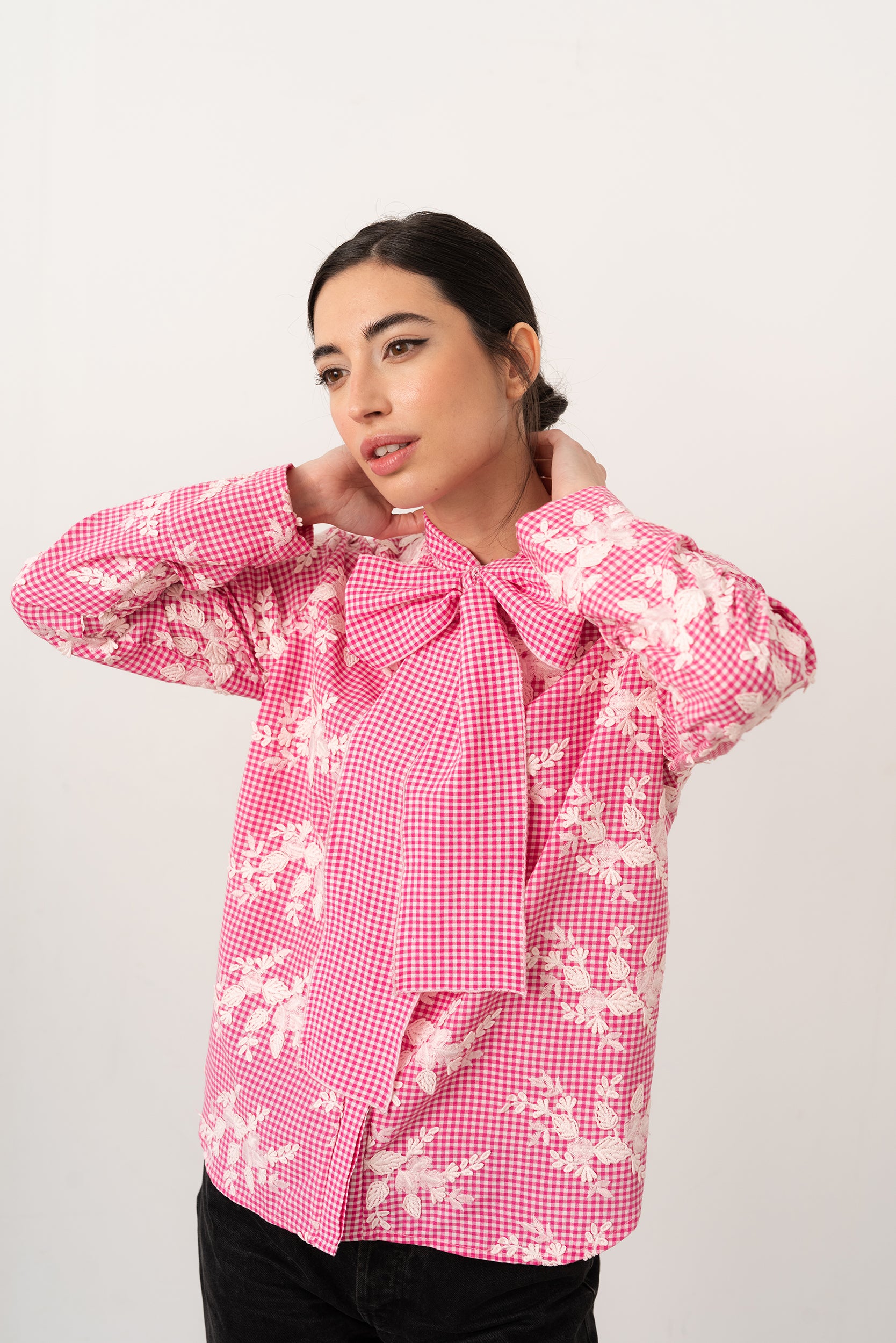 Camisa Bordada Rosa