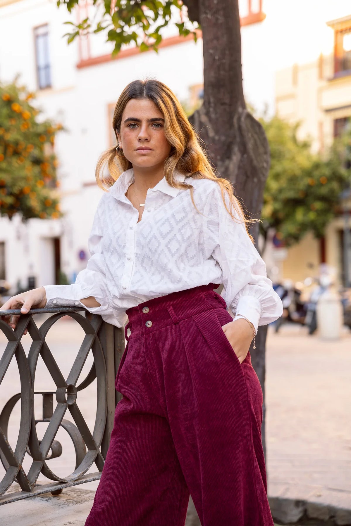 Camisa Flor Burdeos
