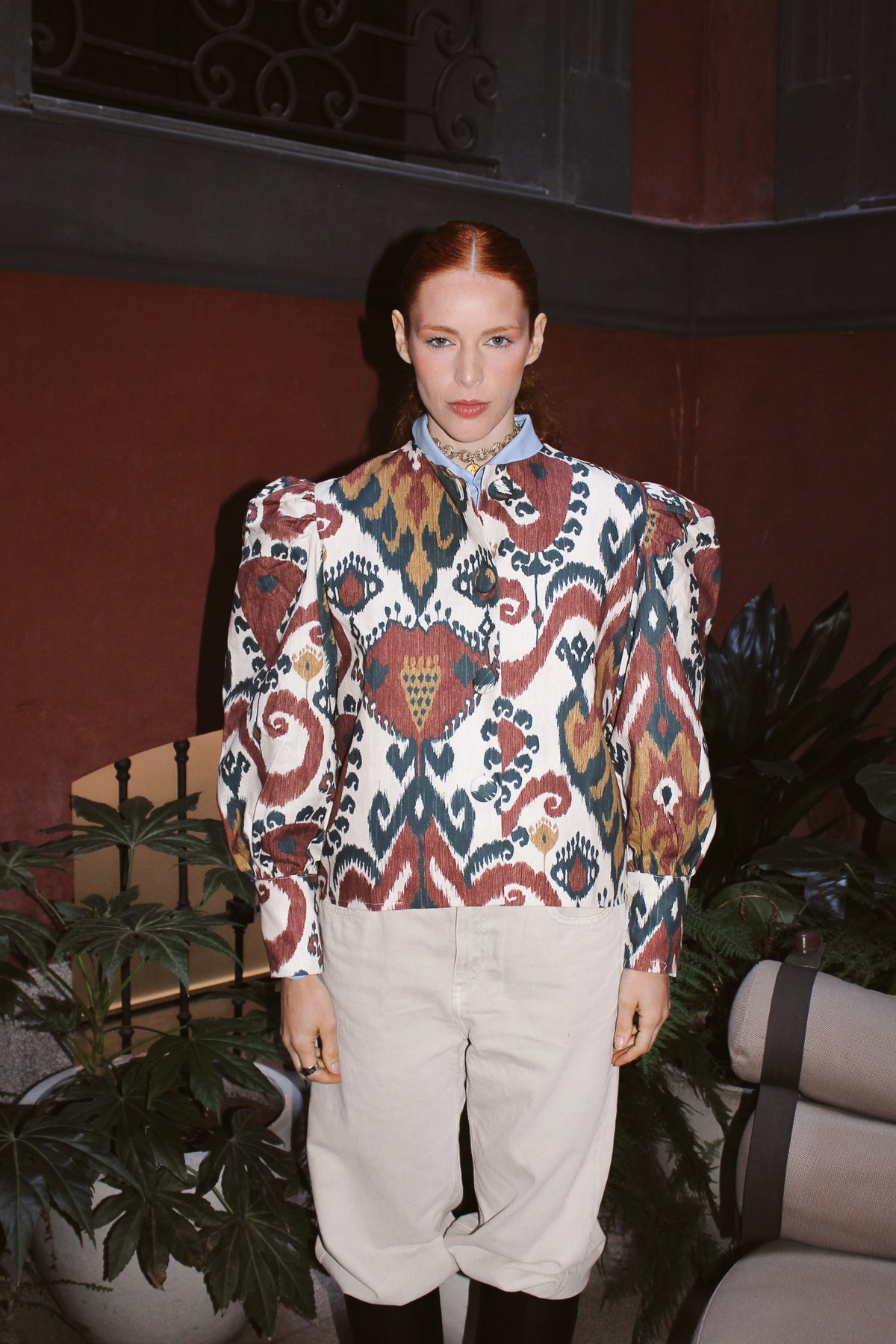 Chaqueta Wazu Ikat Burdeos